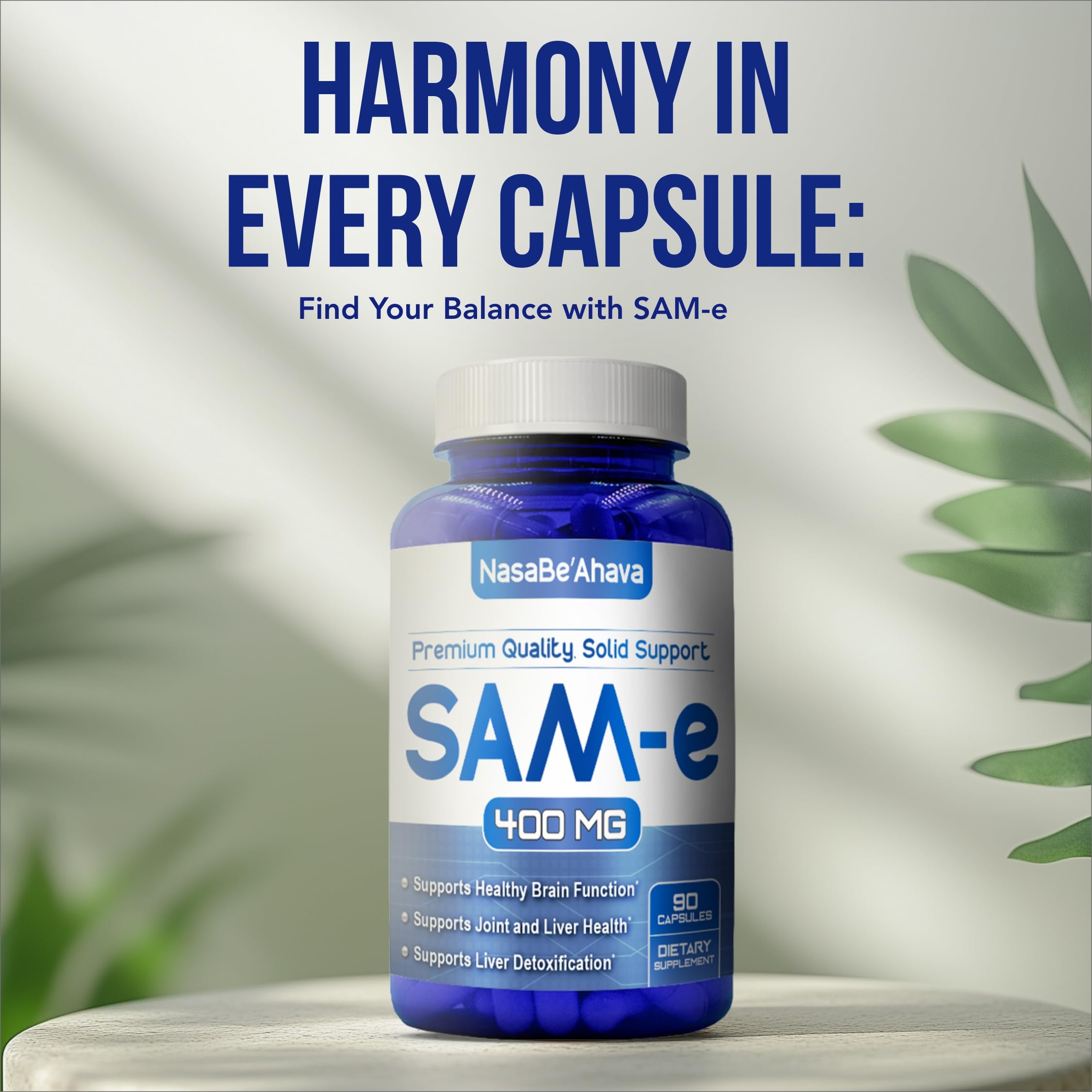 NasaBeahava SAM-e Supplement 60 Capsules opened bottle