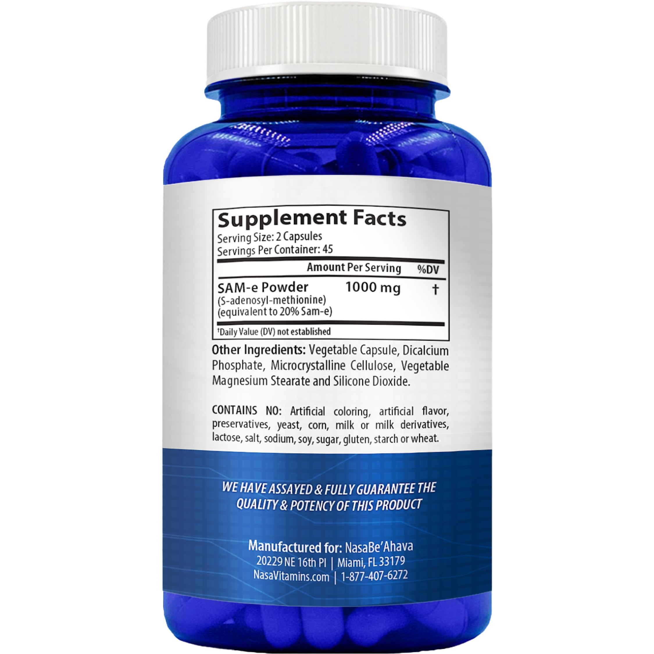 NasaBeahava SAM-e Supplement 91g back view