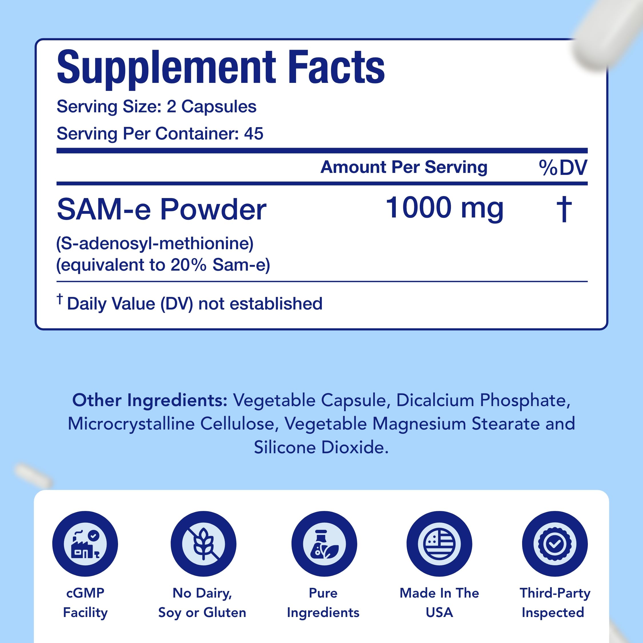 NasaBeahava SAM-e Supplement 91g on a kitchen counter