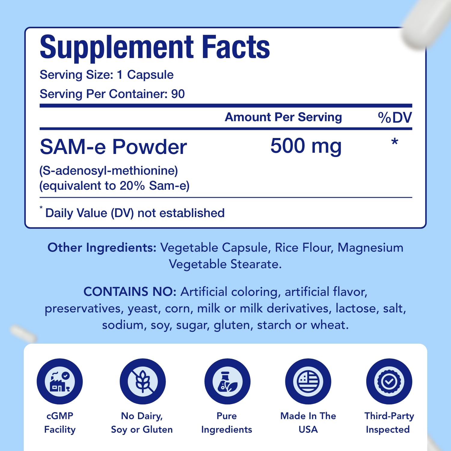 NasaBeahava SAM-e Supplement capsules on a wooden table