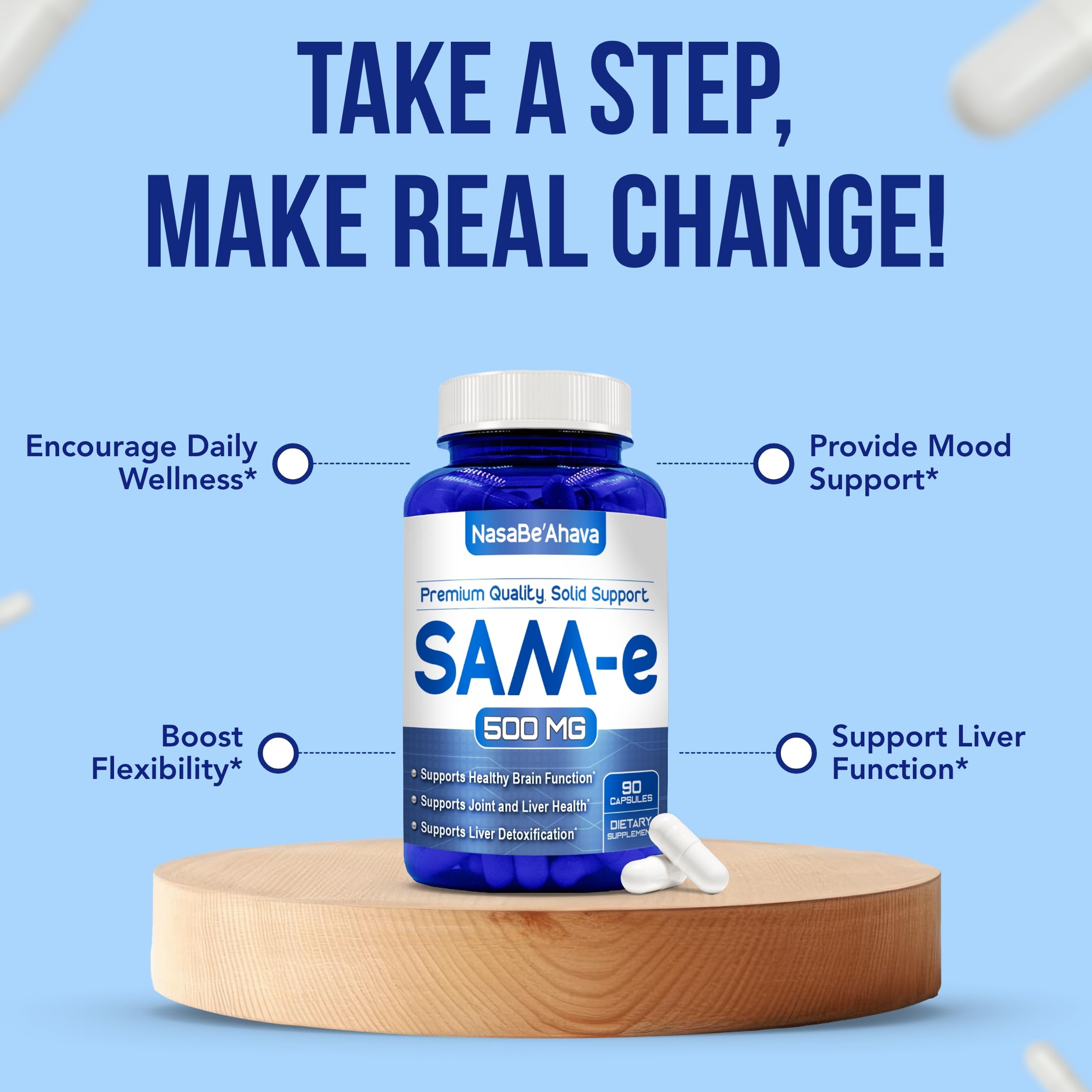 NasaBeahava SAM-e Supplement close-up of capsules