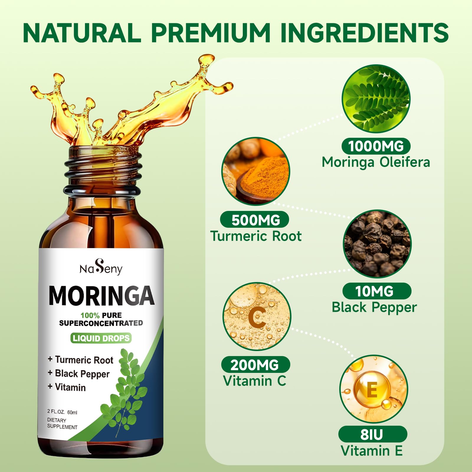 NaSeny Moringa Oleifera Drops with turmeric and black pepper
