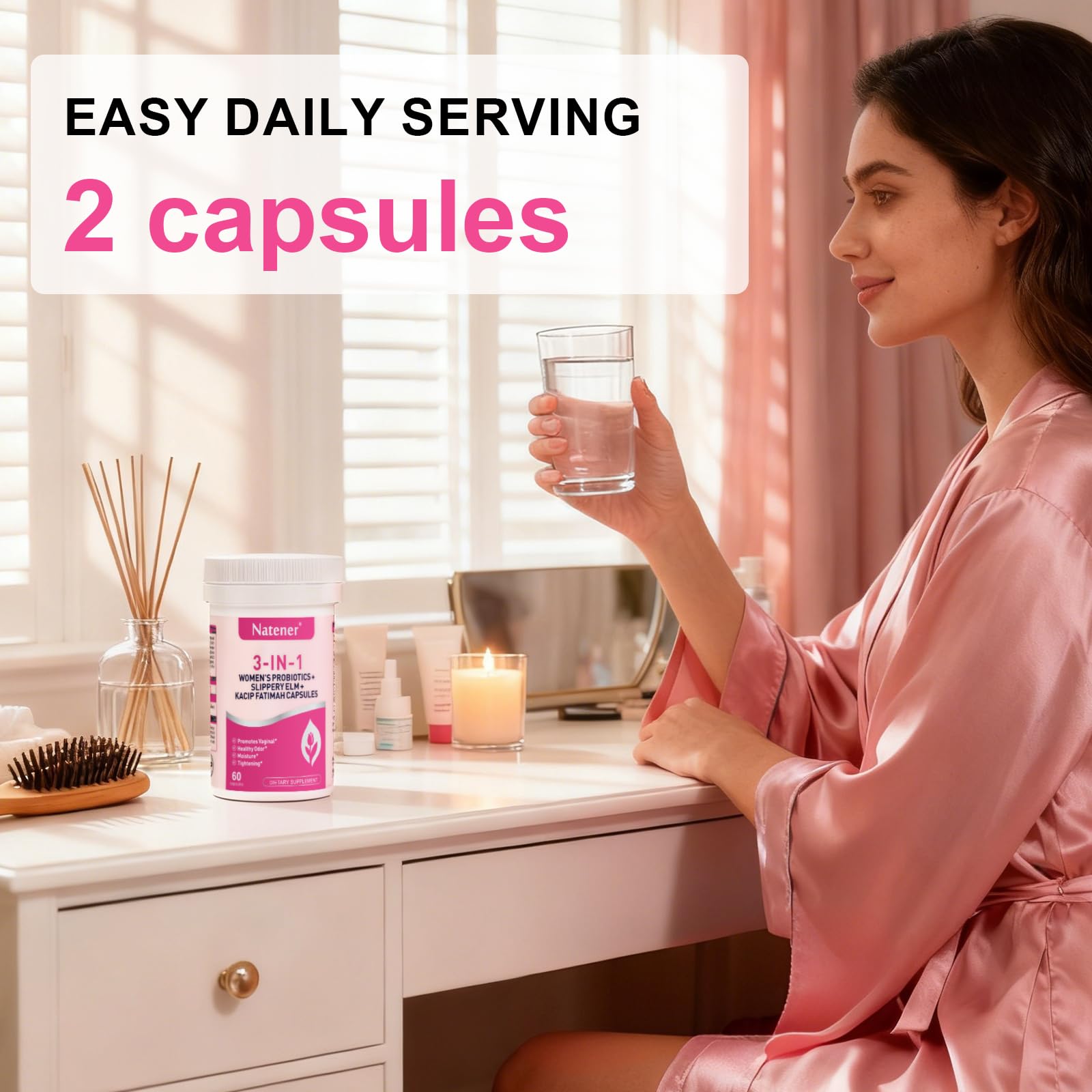 Natener 3 in 1 Vaginal Probiotics capsules in a hand