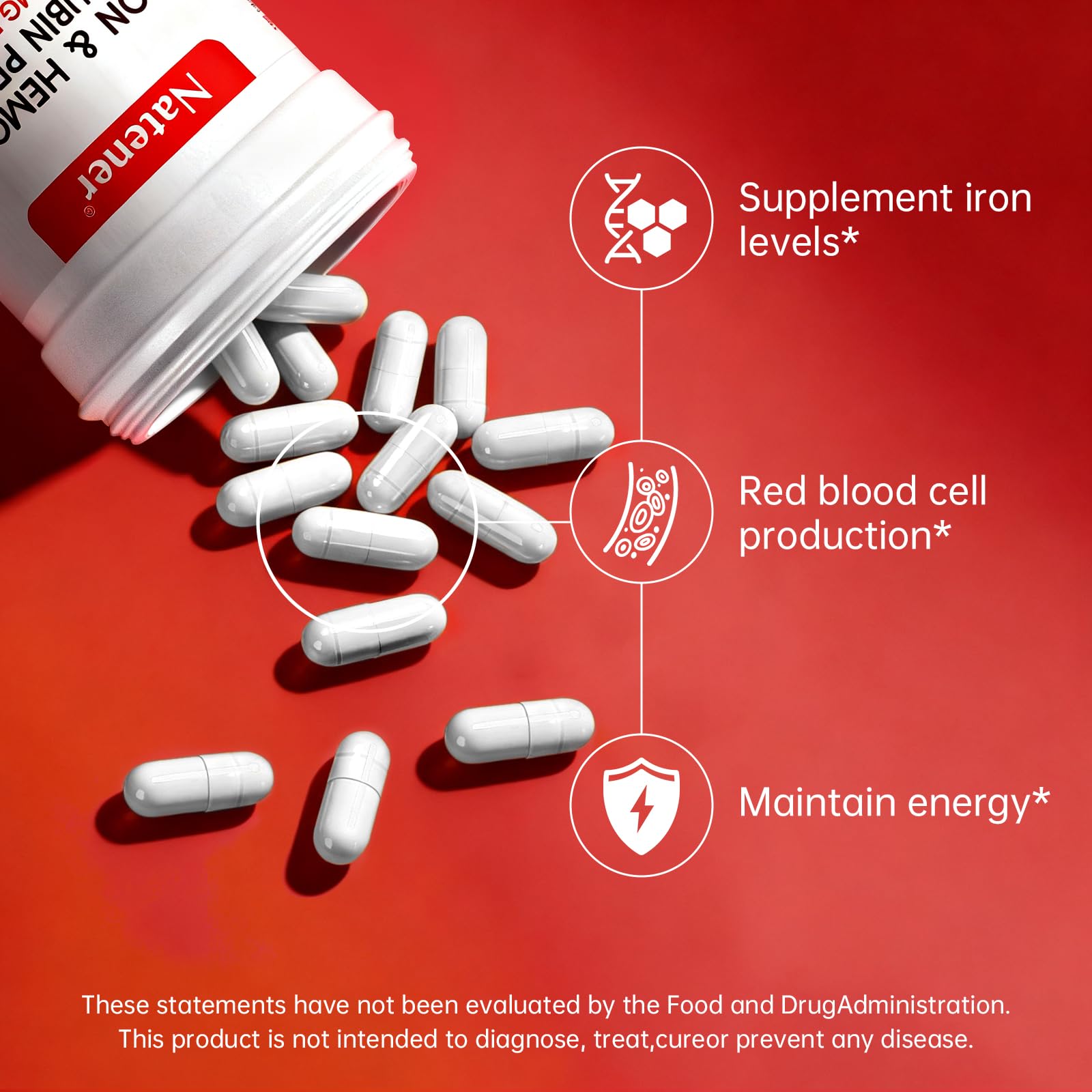 Natener Iron Supplement 36mg with beetroot powder close-up
