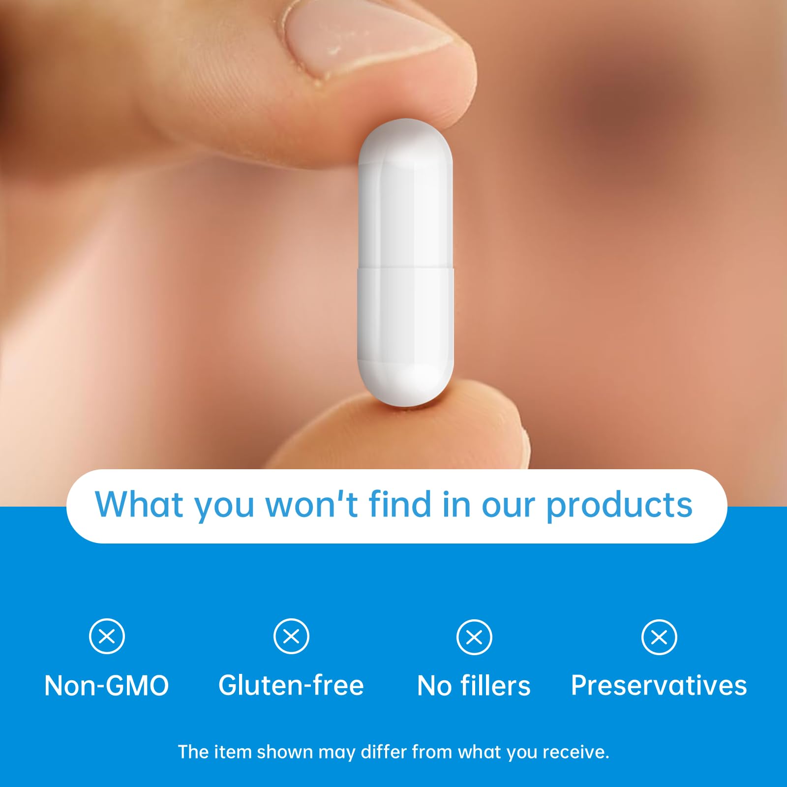 Natener Magnesium Complex Capsules on a wooden table with a glass of water