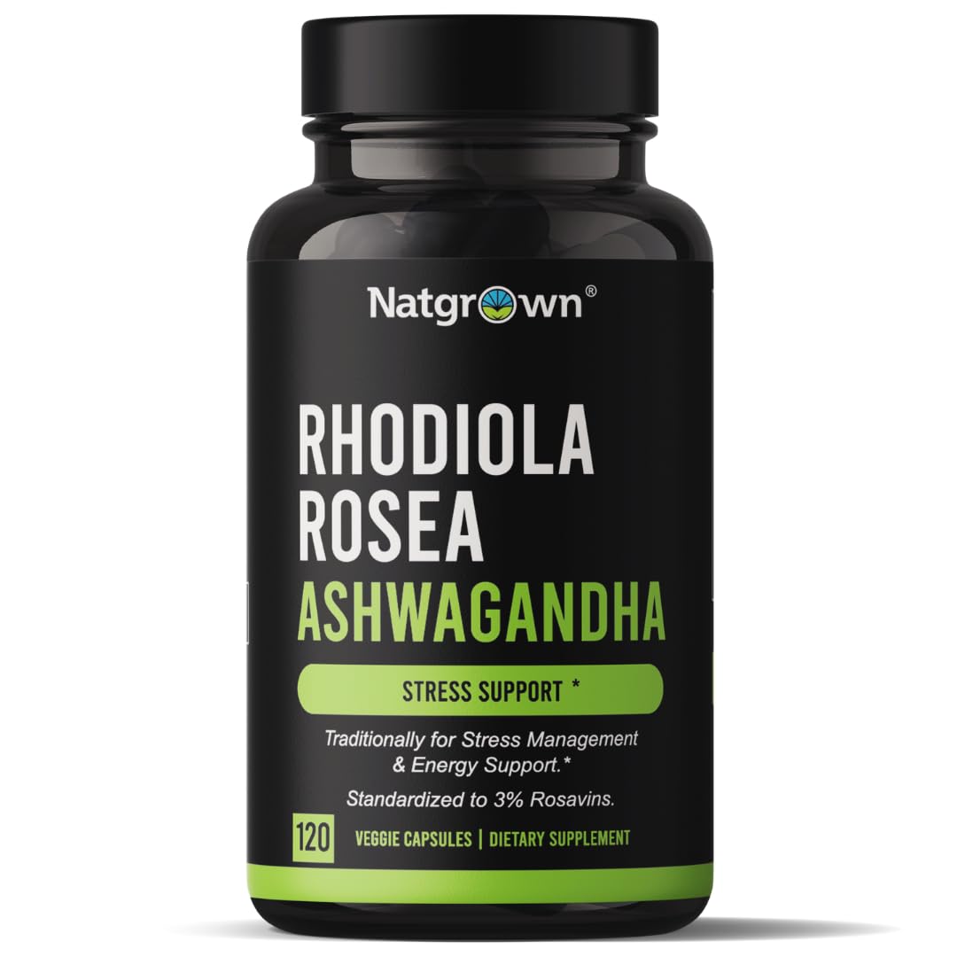 Natgrown Ashwagandha and Rhodiola Rosea Supplement front view