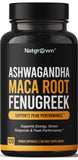 Natgrown Ashwagandha + Maca Root + Fenugreek Extract Capsules front view
