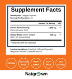 Natgrown Ginkgo Biloba & Panax Ginseng supplement side view with dosage information