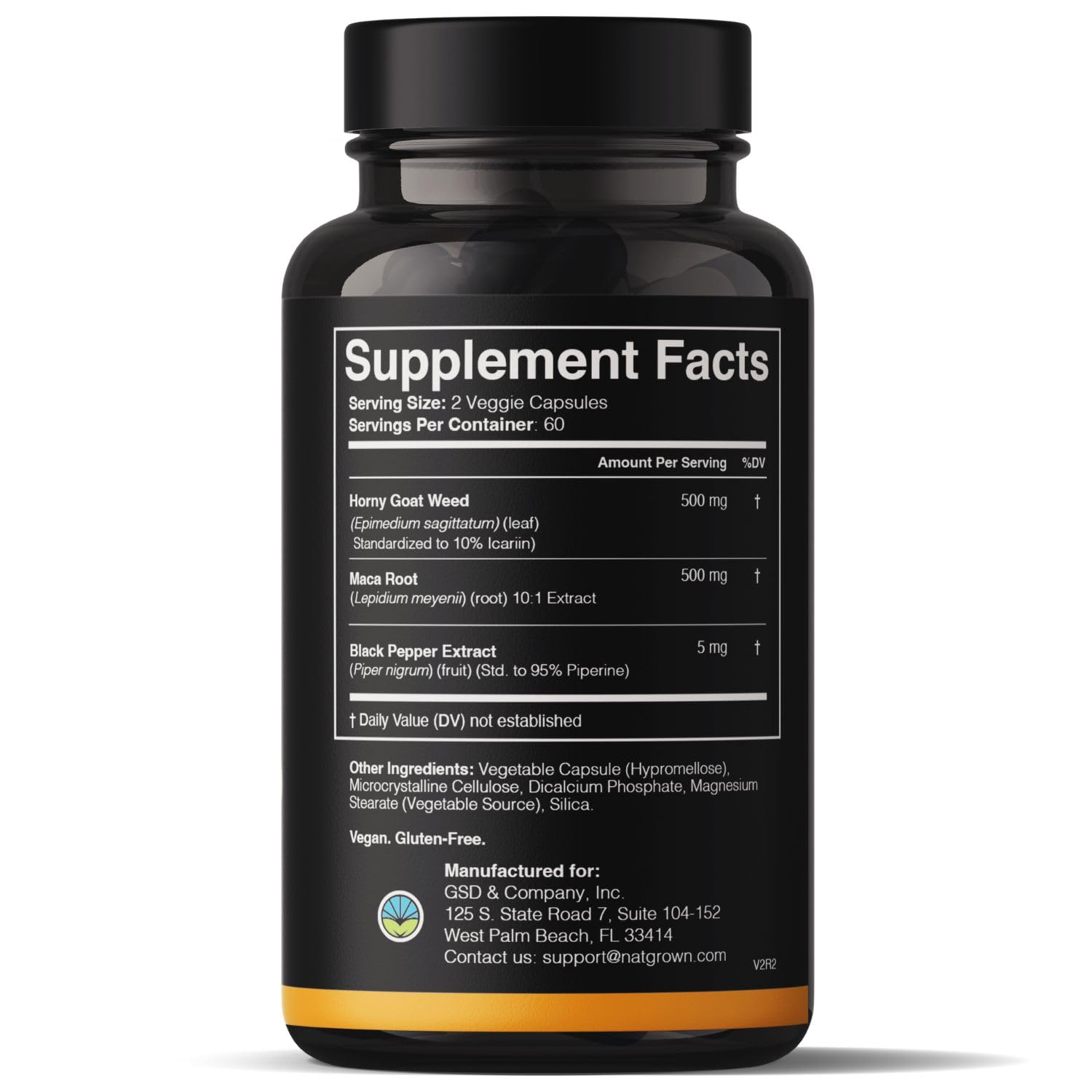 Natgrown Horny Goat Weed with Black Maca Root Supplement packaging