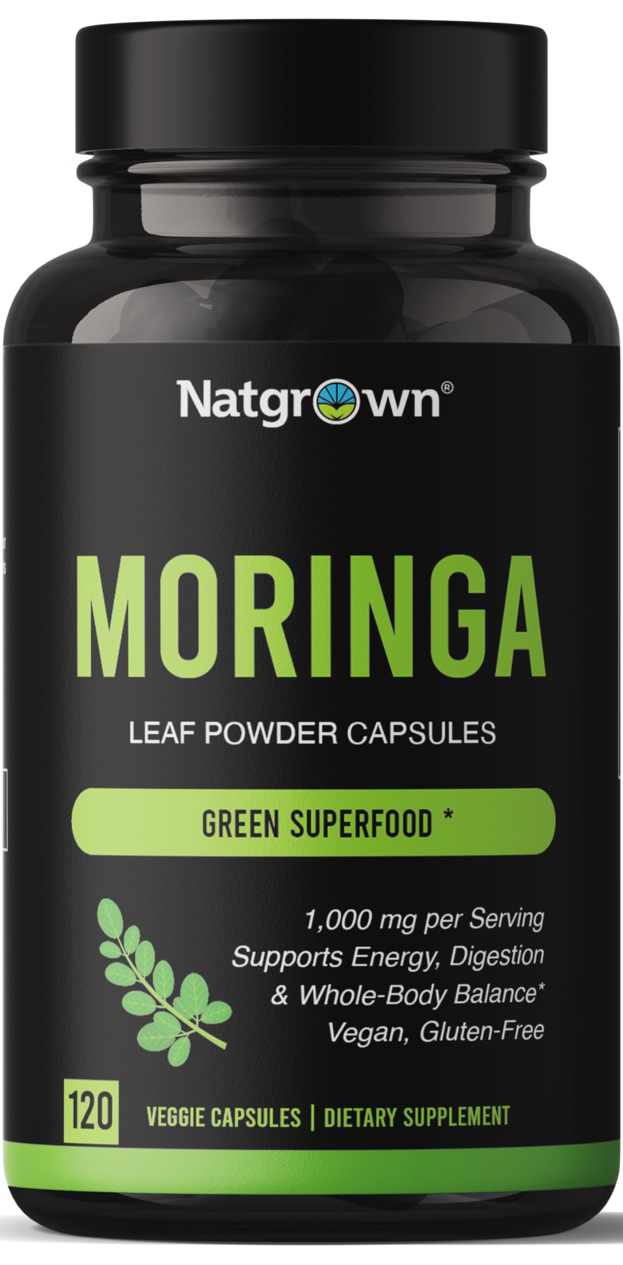 Natgrown Organic Moringa Capsules 1,000 mg front view