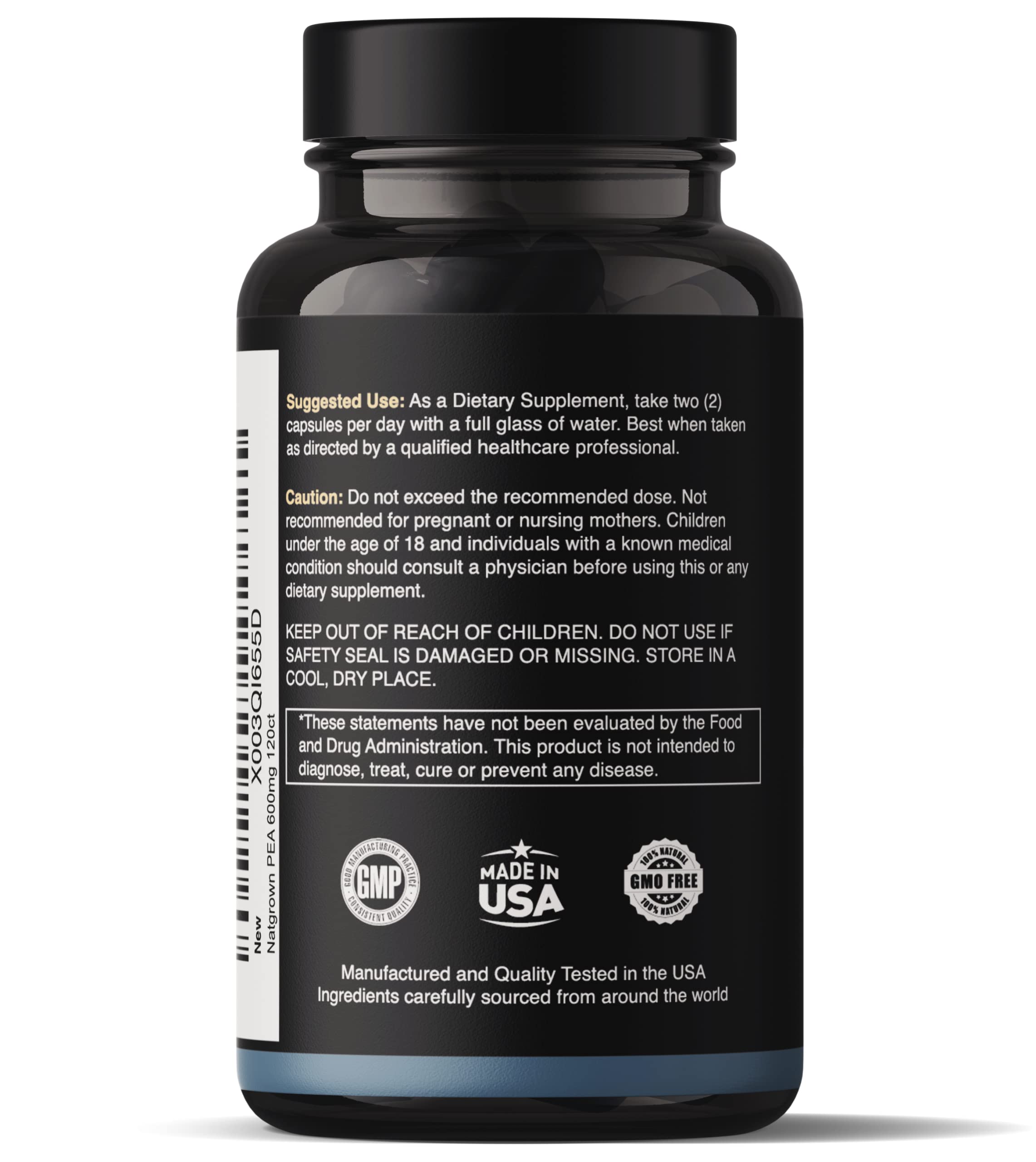 Natgrown Palmitoylethanolamide PEA Supplement 600 mg bottle with label