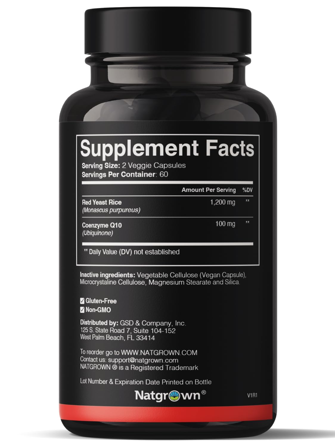 Natgrown Red Yeast Rice with CoQ10 capsules displayed with other supplements