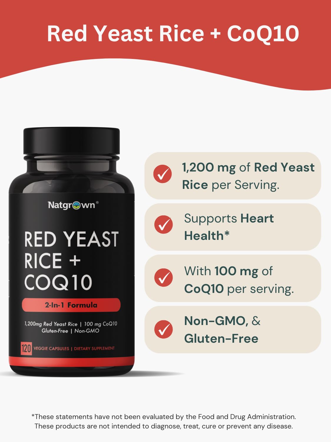 Natgrown Red Yeast Rice with CoQ10 capsules with measuring spoon