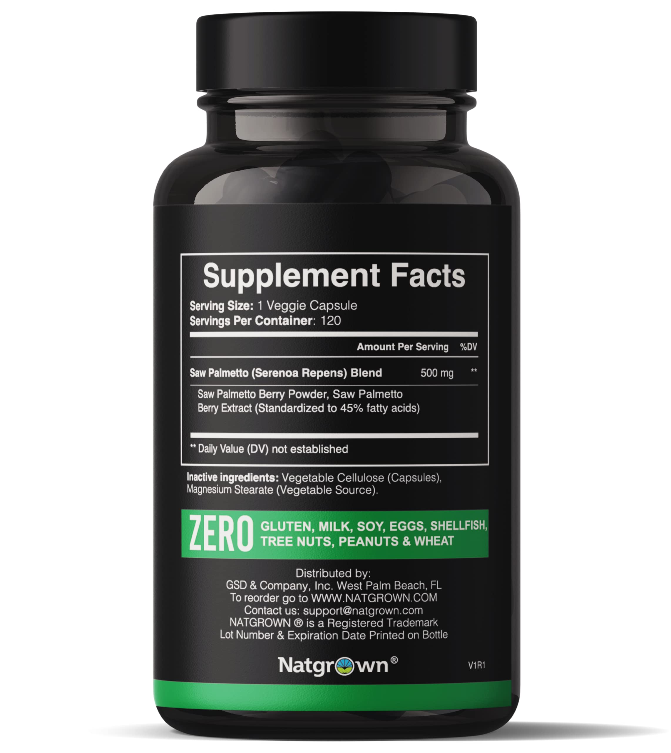Natgrown Saw Palmetto Supplement 100g side view