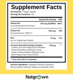 Natgrown Vitamin D3 K2 capsules on a wooden table