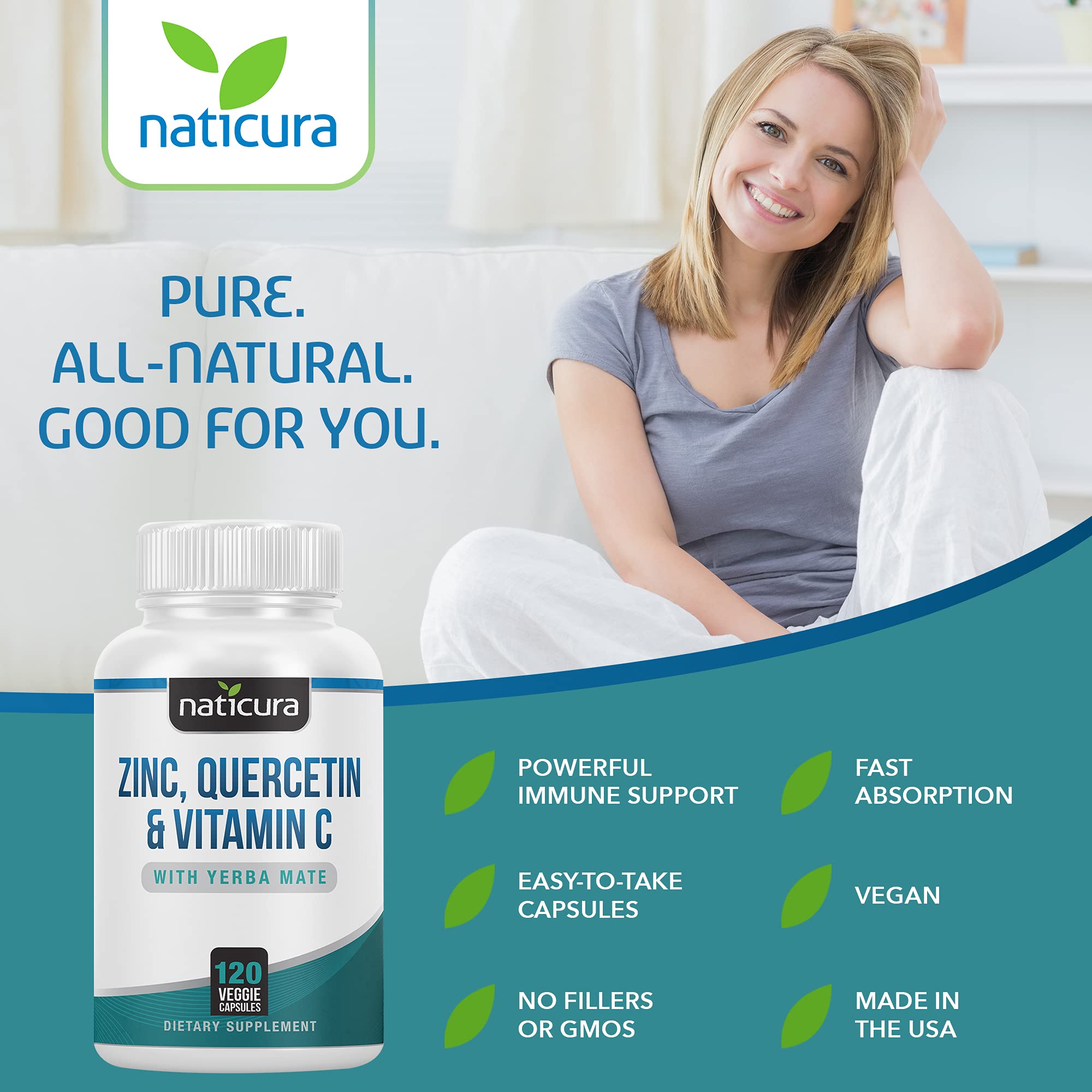 Naticura Zinc Supplement 118g open bottle with capsules visible