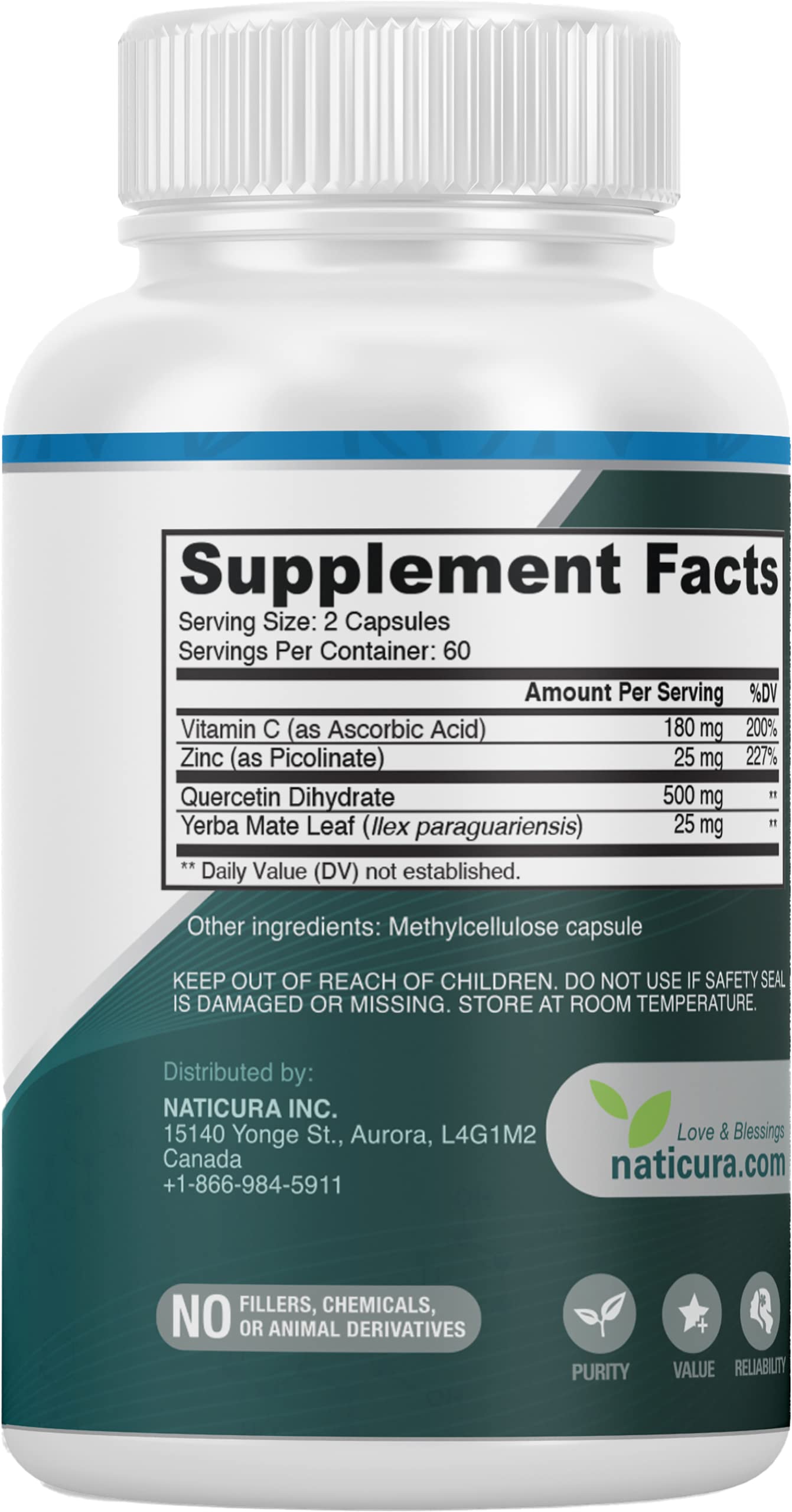 Naticura Zinc Supplement 118g side view showing label details
