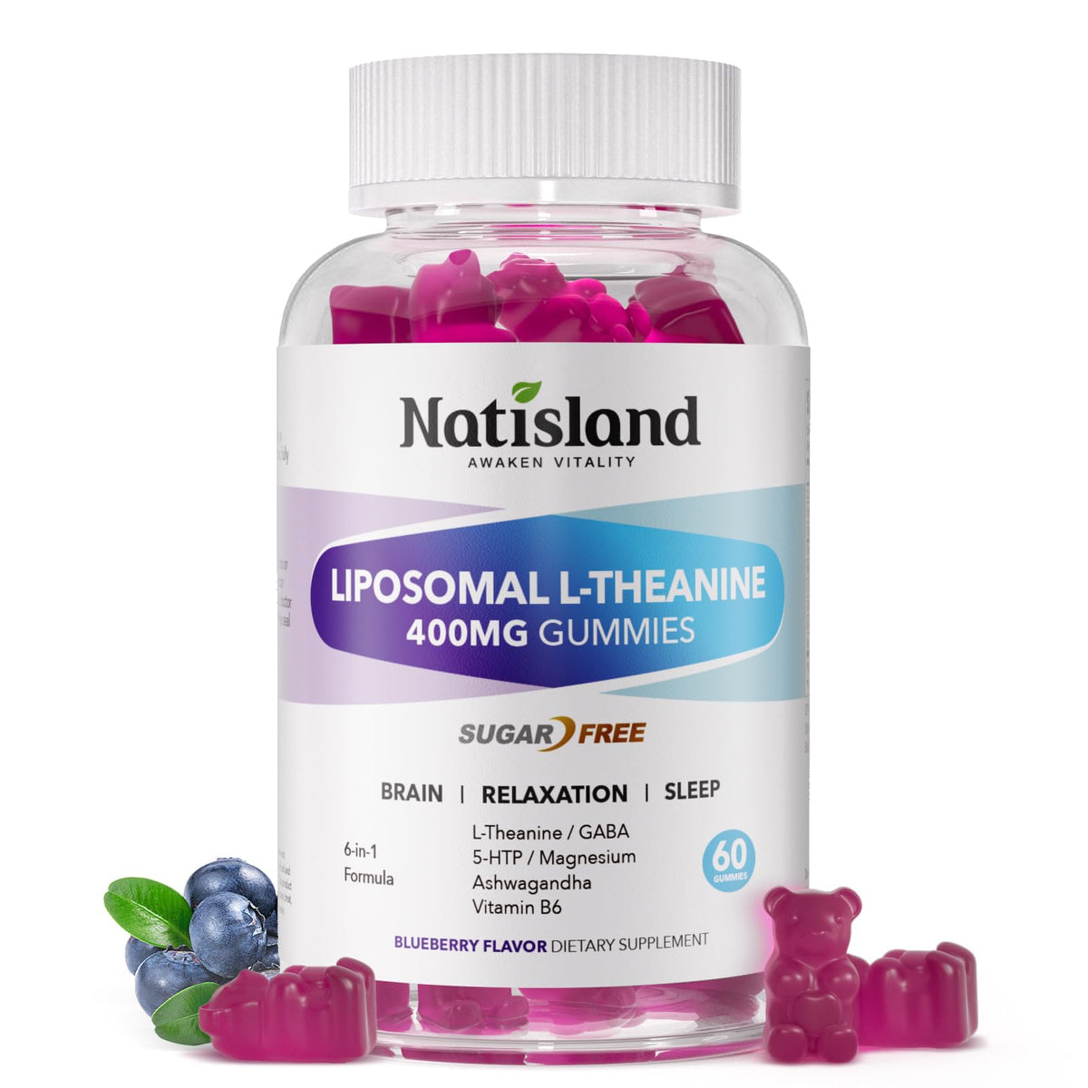 NATISLAND 5-HTP Gummies front view with packaging