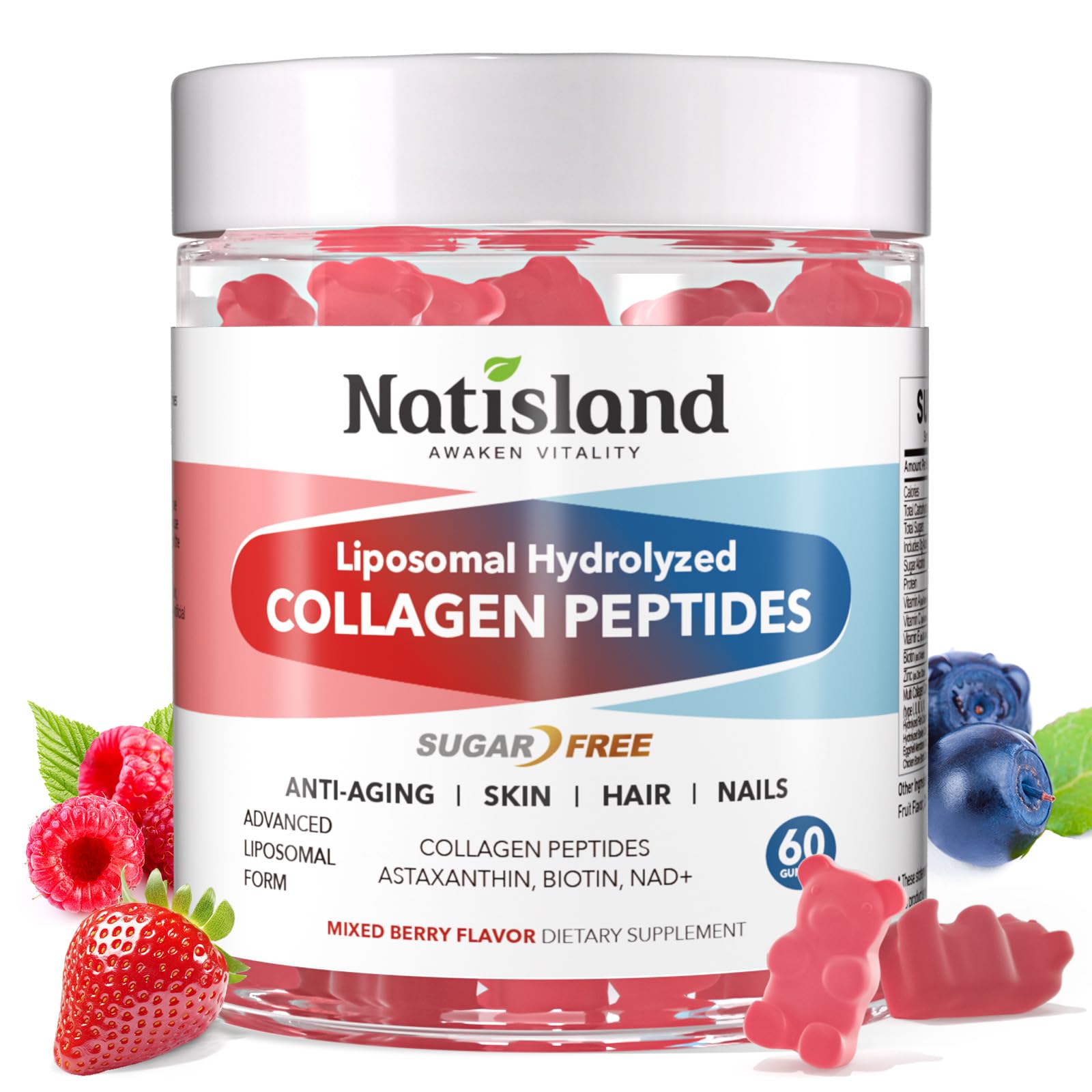 NATISLAND Collagen Peptide Gummies front view with packaging