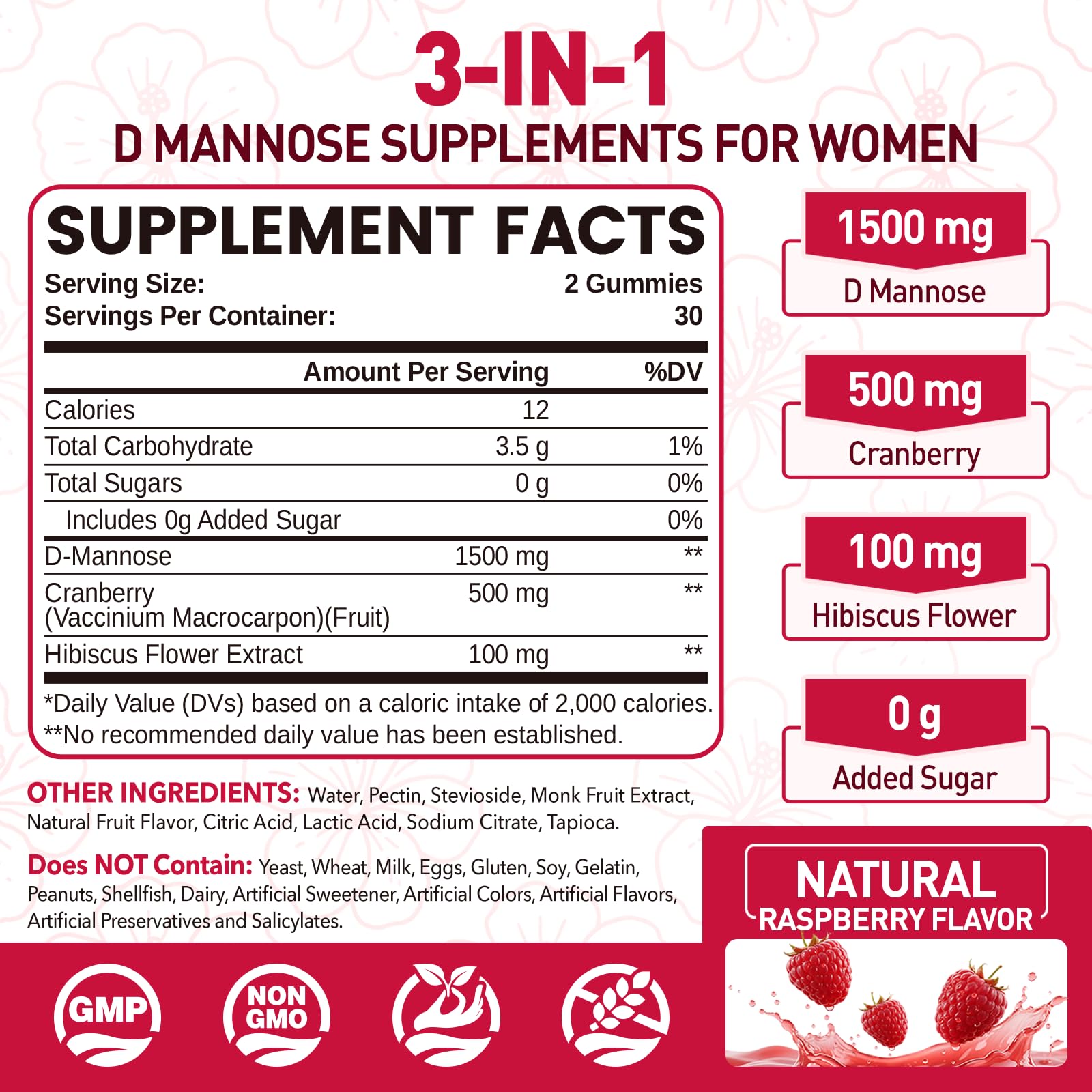 NATISLAND D Mannose Gummies 1500mg bottle close-up