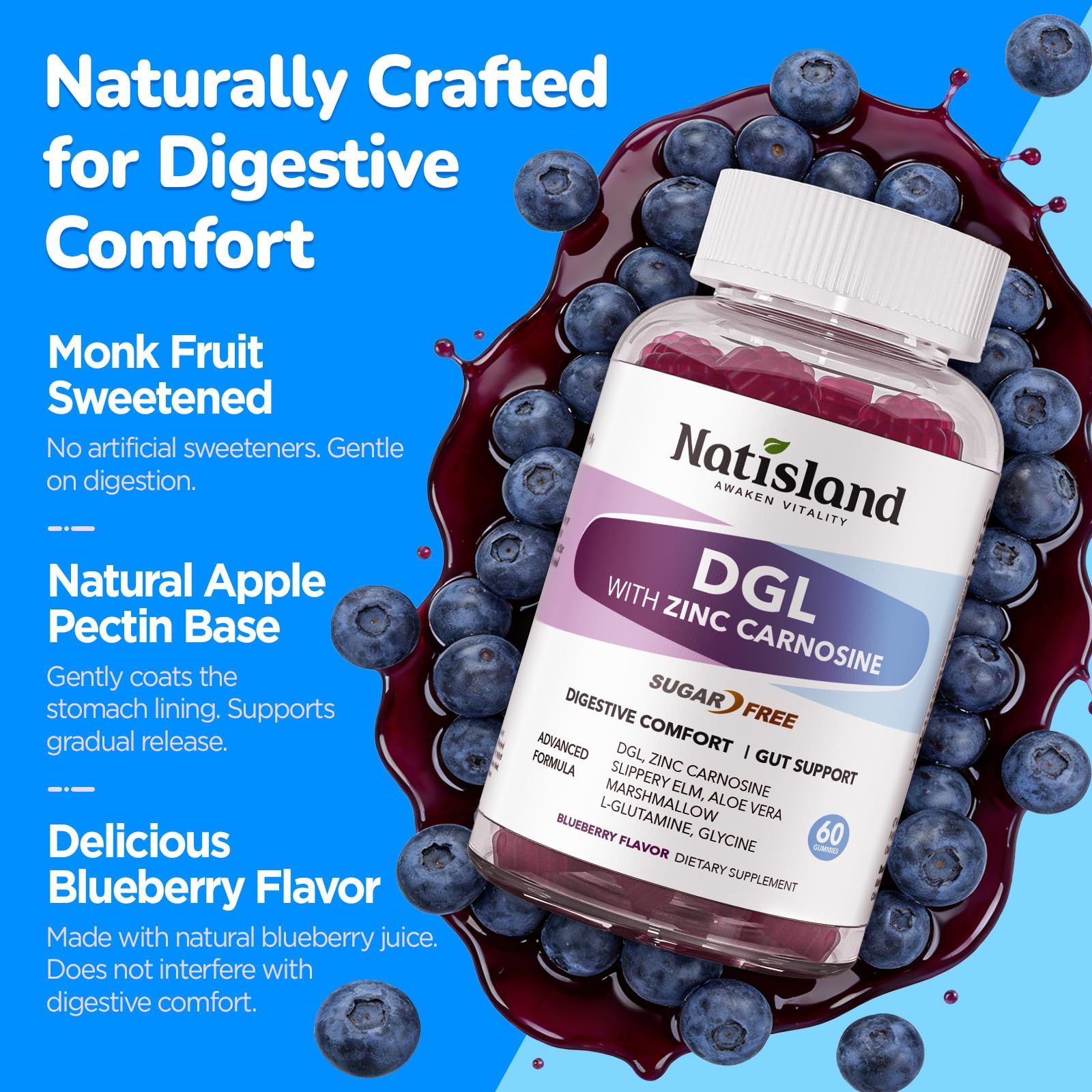 NATISLAND DGL Gummies with Zinc Carnosine ingredients list