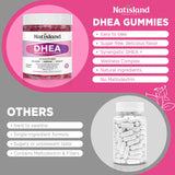 NATISLAND DHEA 25mg gummies on a wooden table