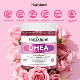 NATISLAND DHEA gummies in a hand for size reference