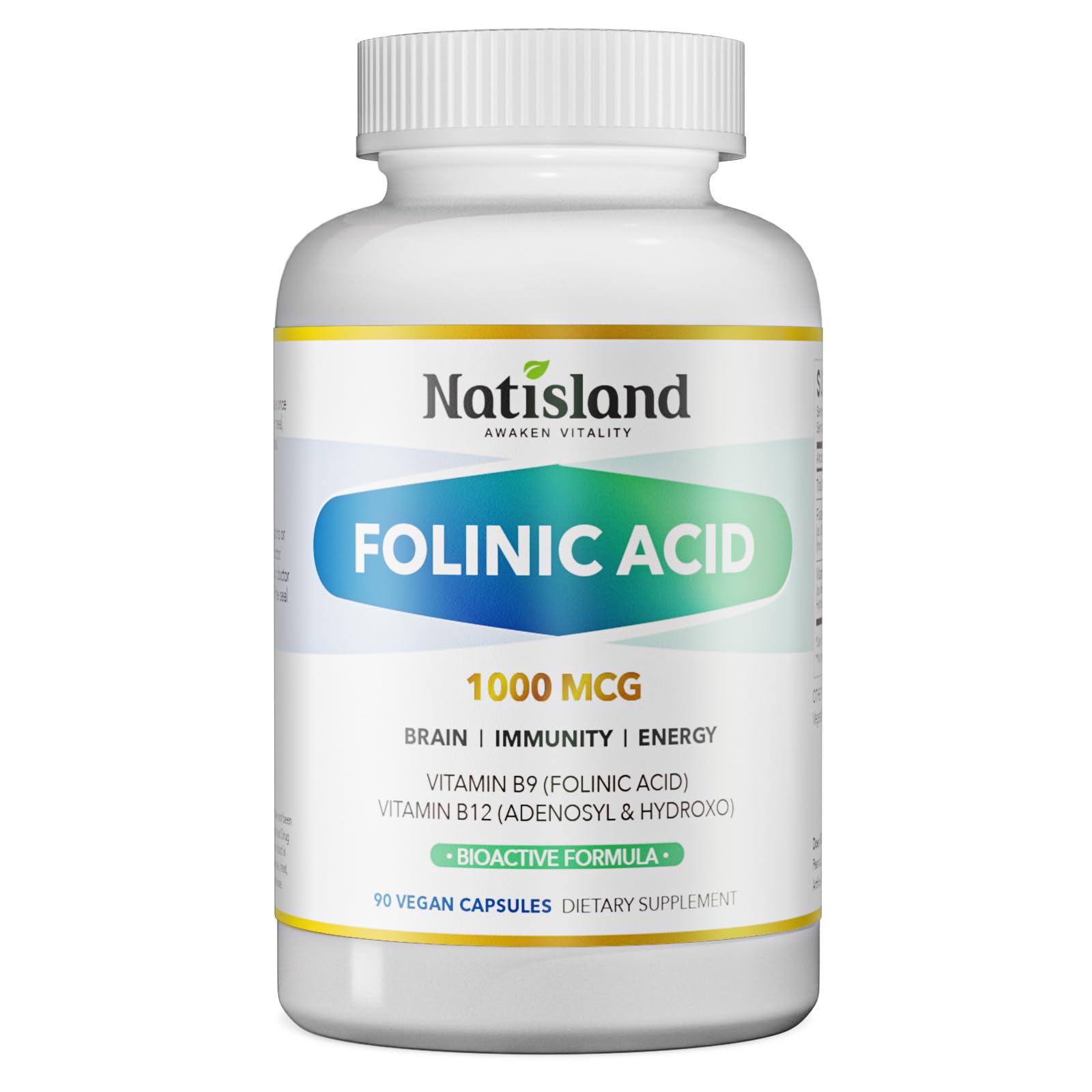 NATISLAND Folinic Acid Capsules front view with packaging