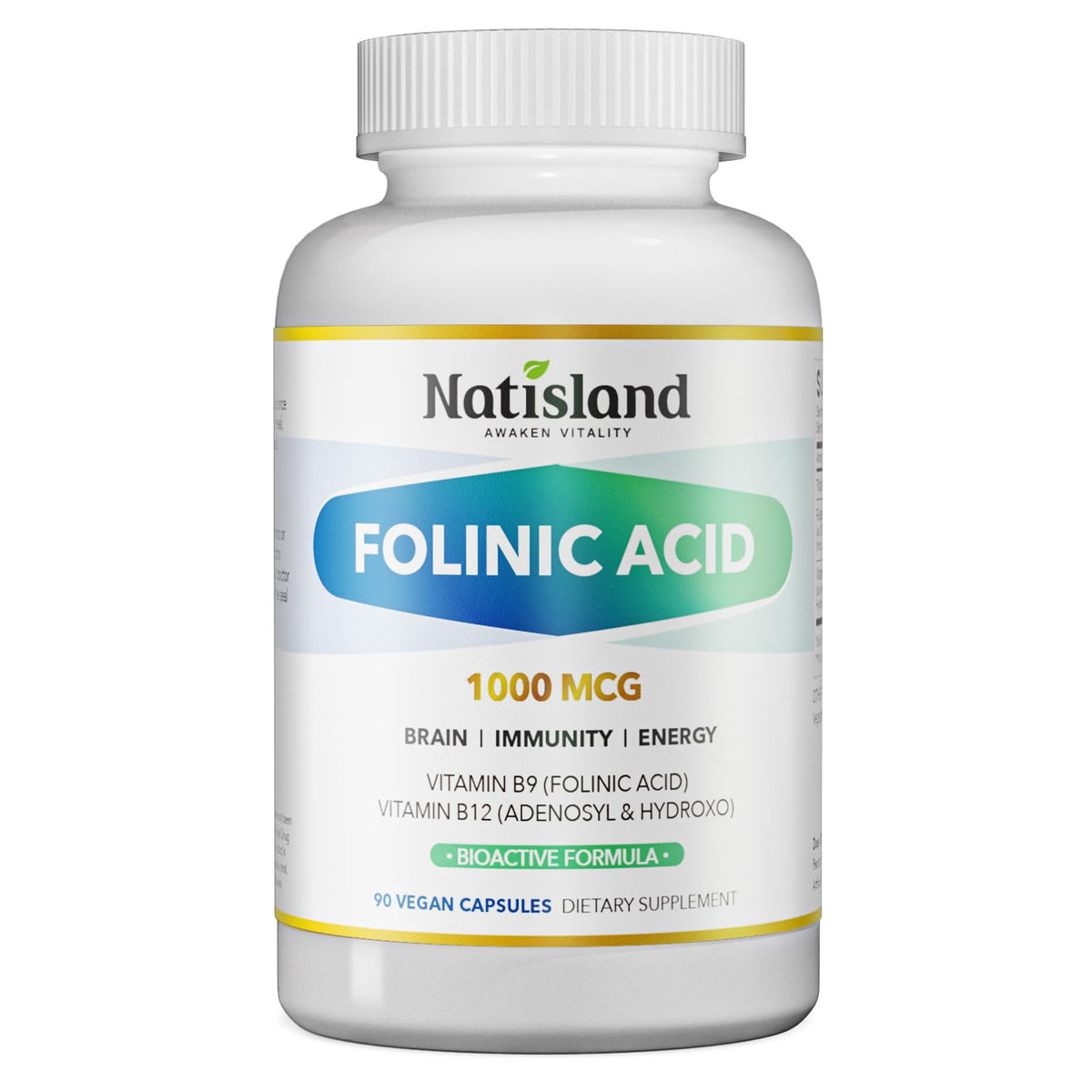 NATISLAND Folinic Acid Capsules front view with packaging