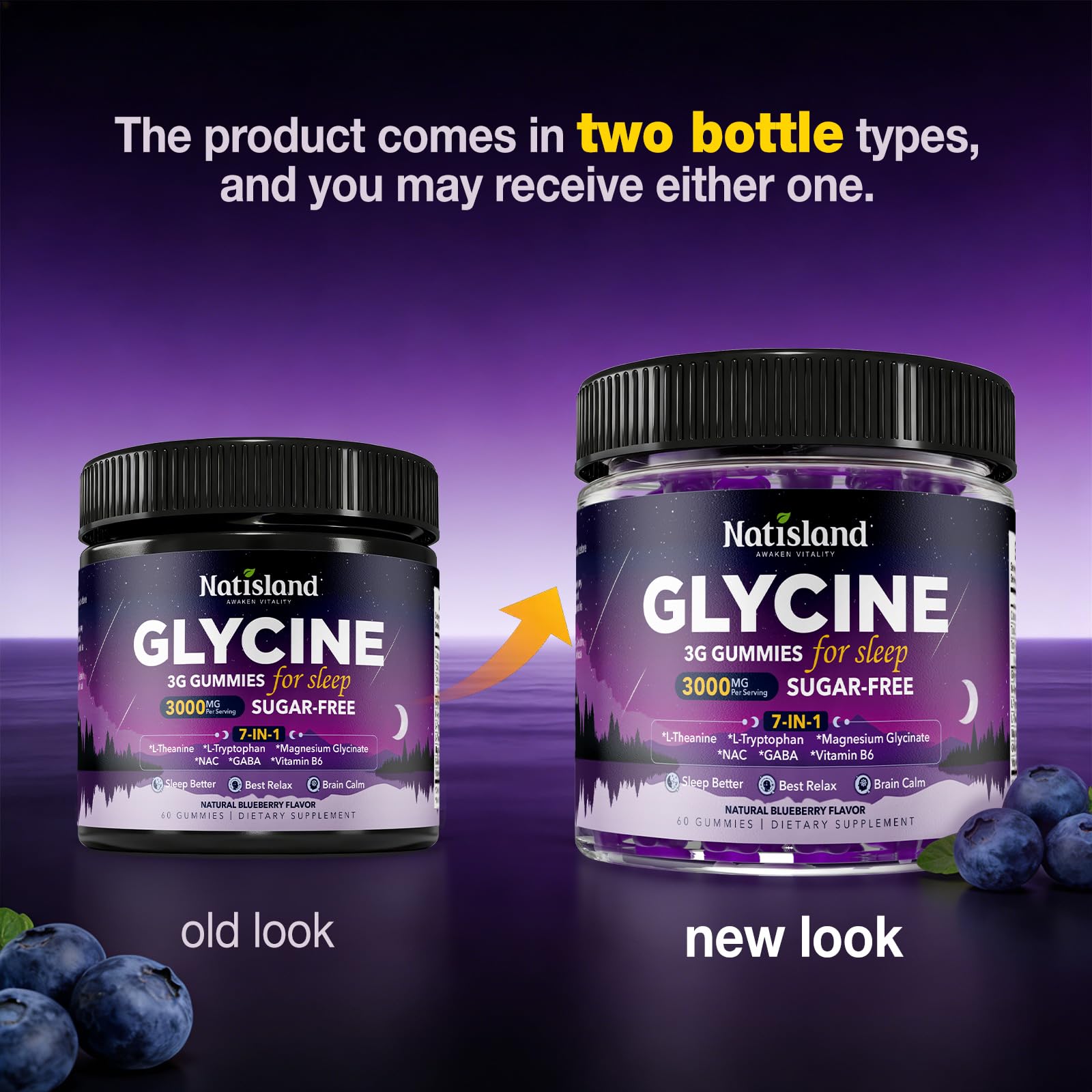 NATISLAND Glycine Chewable Gummies back view with nutritional information