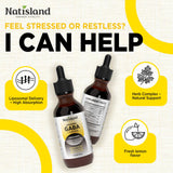 NATISLAND Liposomal GABA L-Theanine Liquid Drops in a glass of water