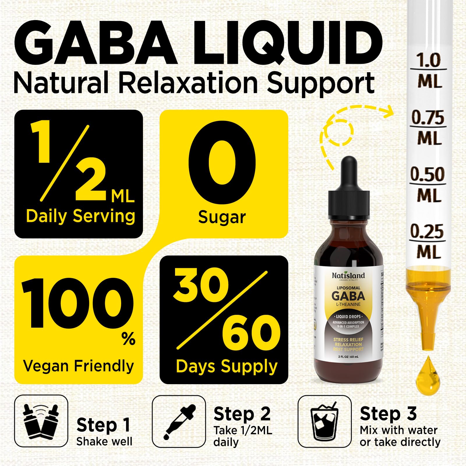 NATISLAND Liposomal GABA L-Theanine Liquid Drops lifestyle scene