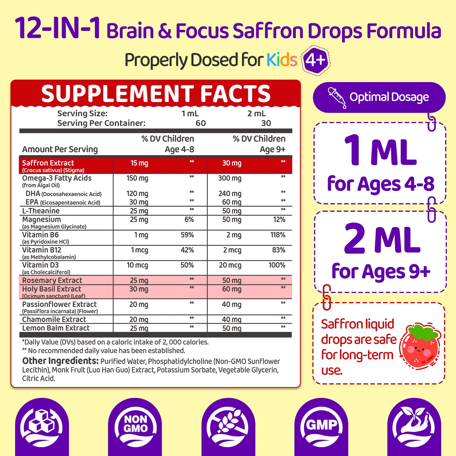 NATISLAND Liposomal Saffron Blend for Kids liquid dropper
