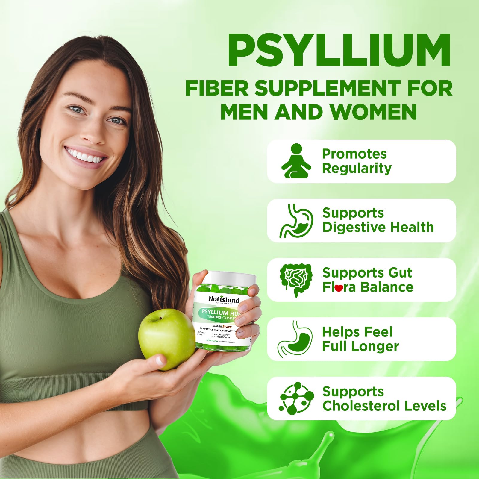 NATISLAND Psyllium Husk Gummies side view