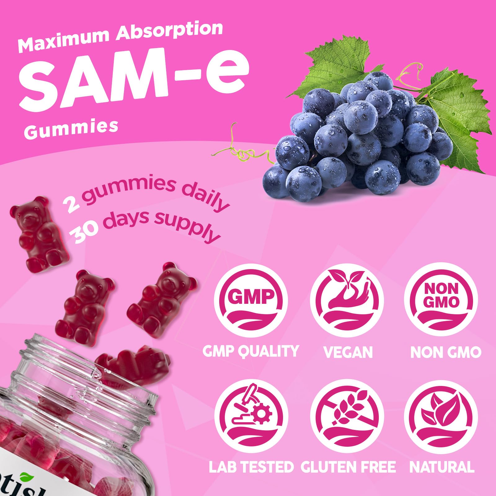NATISLAND SAM-e Gummies 1200mg with other vitamins