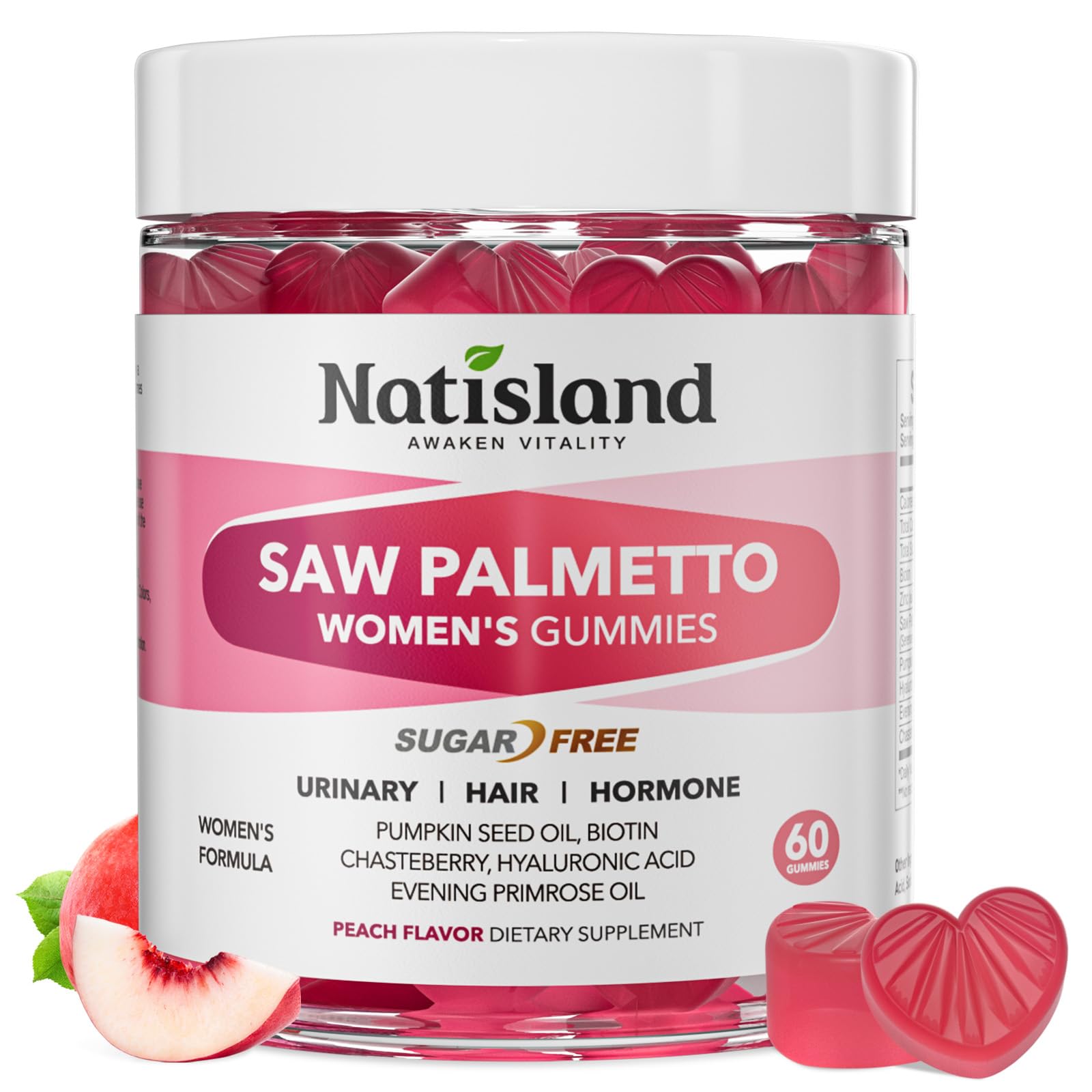 NATISLAND Saw Palmetto Gummies front view with packaging