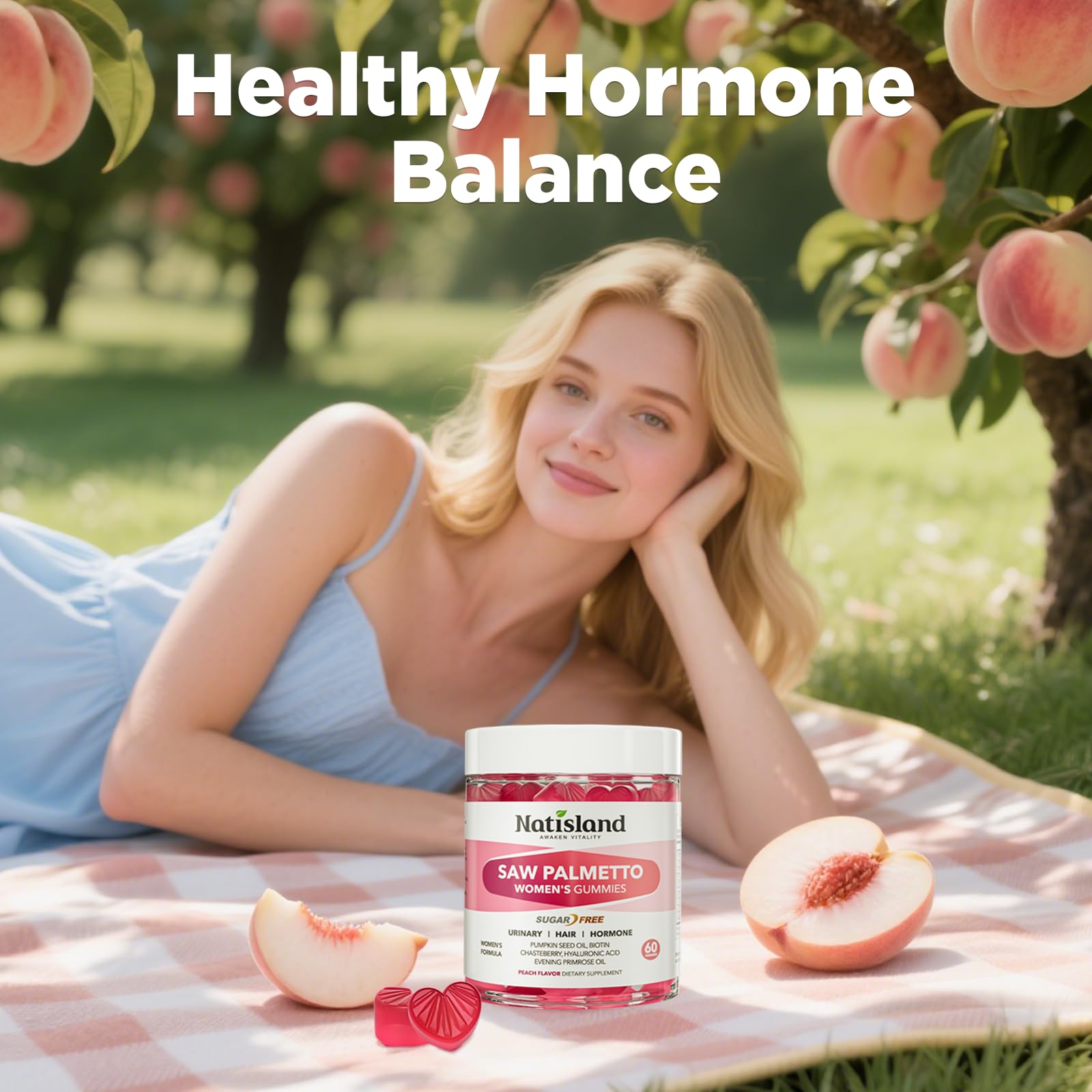 NATISLAND Saw Palmetto Gummies in a lifestyle setting