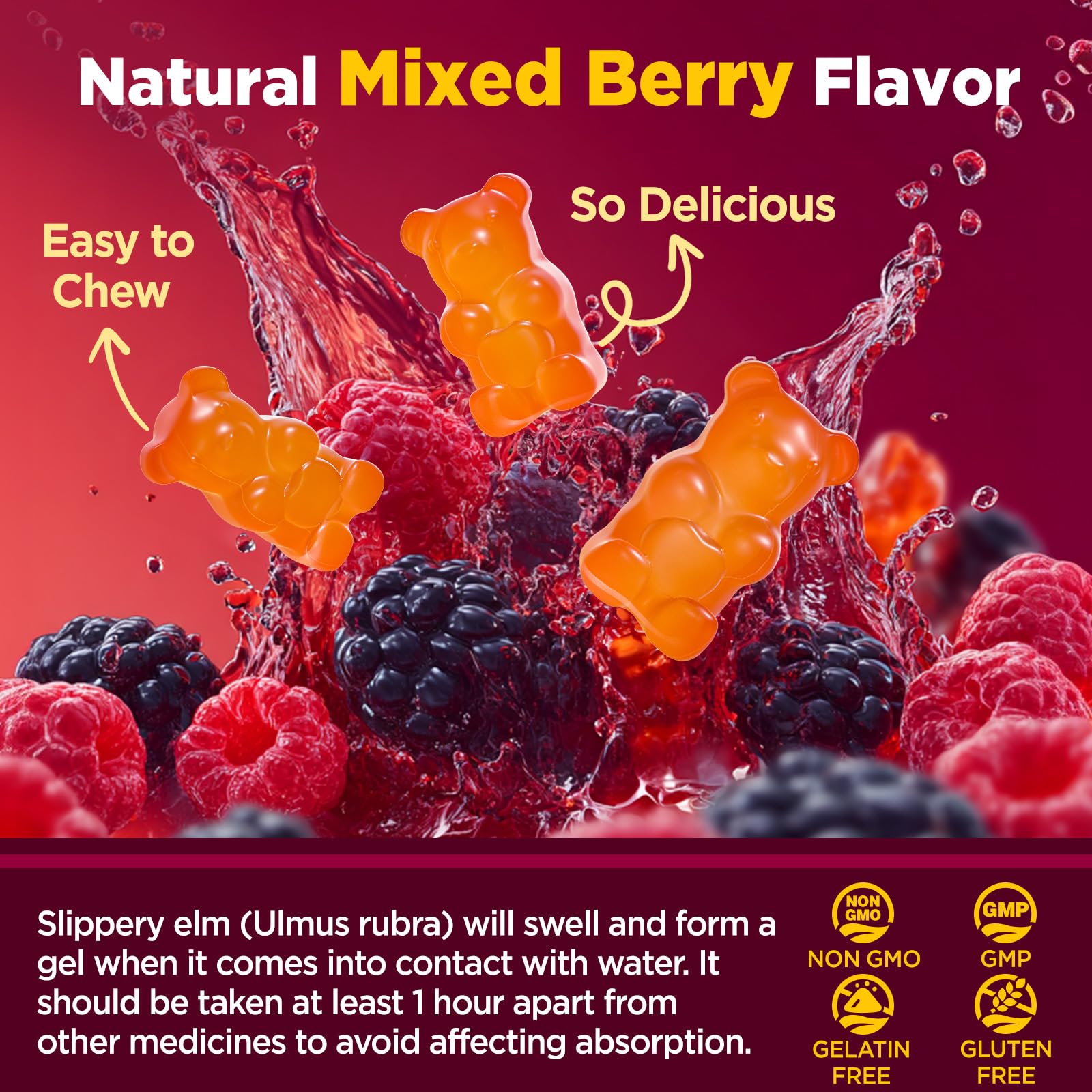 NATISLAND Slippery Elm Gummies with a measuring spoon
