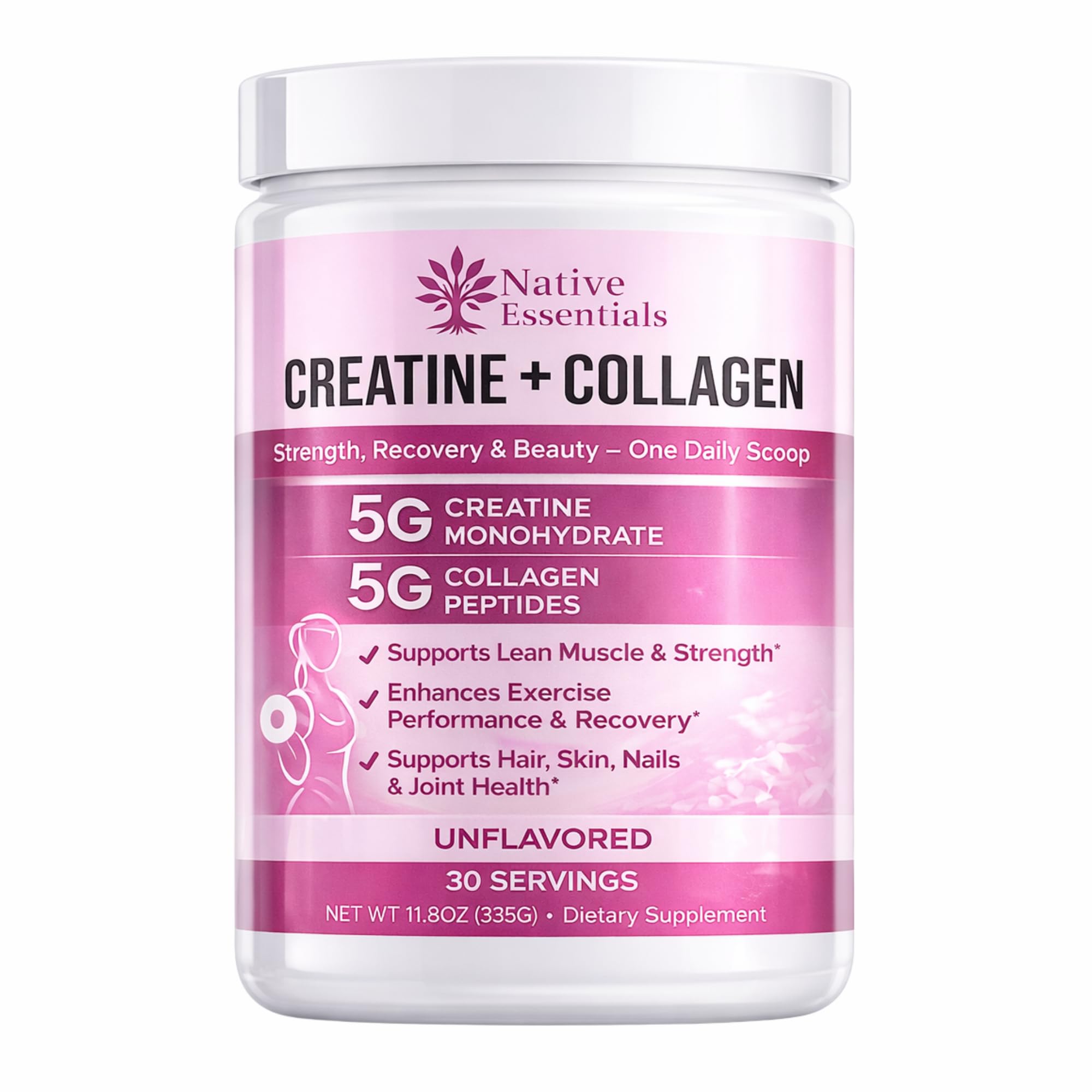 Native Essentials Creatine Collagen Blend 333g front view