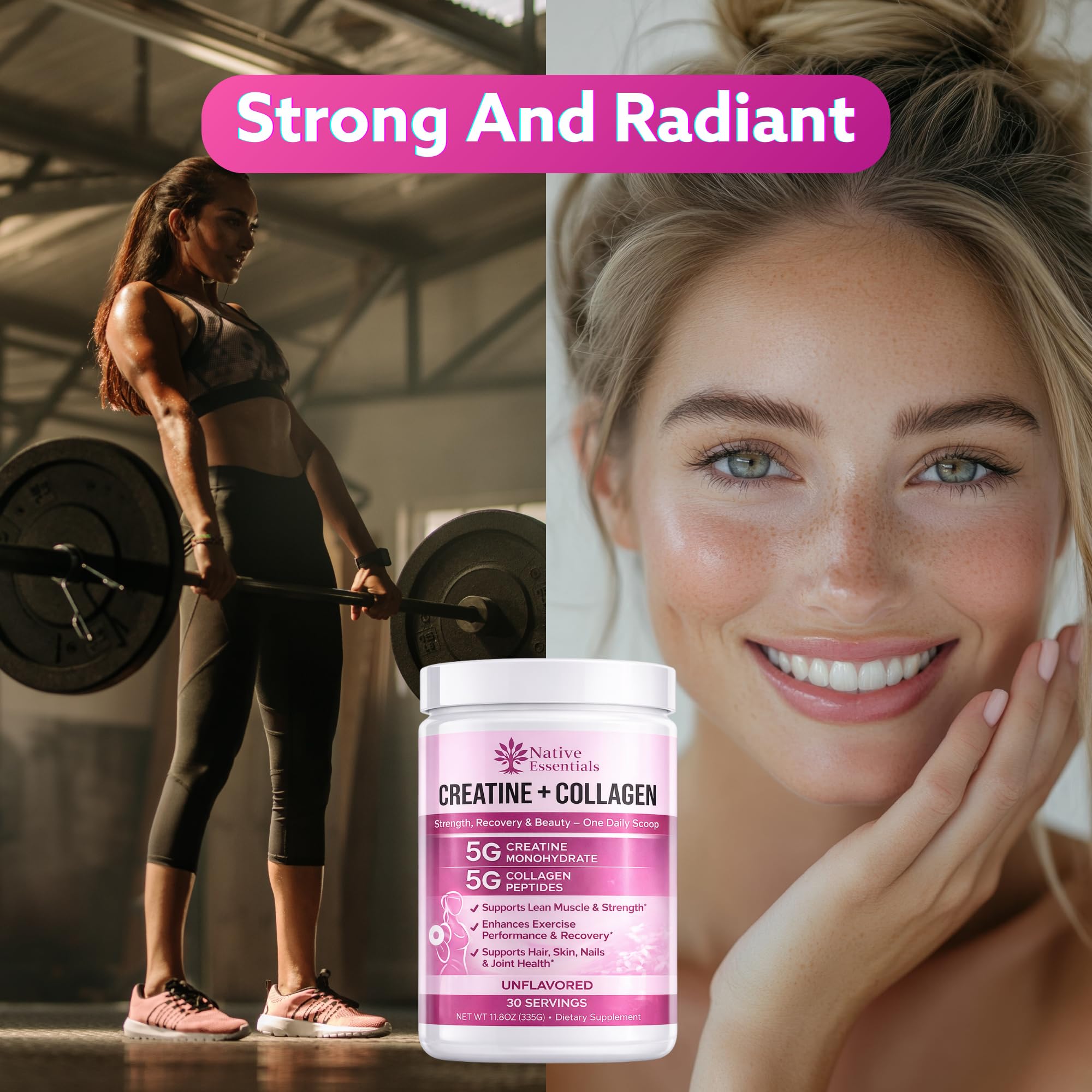 Native Essentials Creatine Collagen Blend 333g packaging