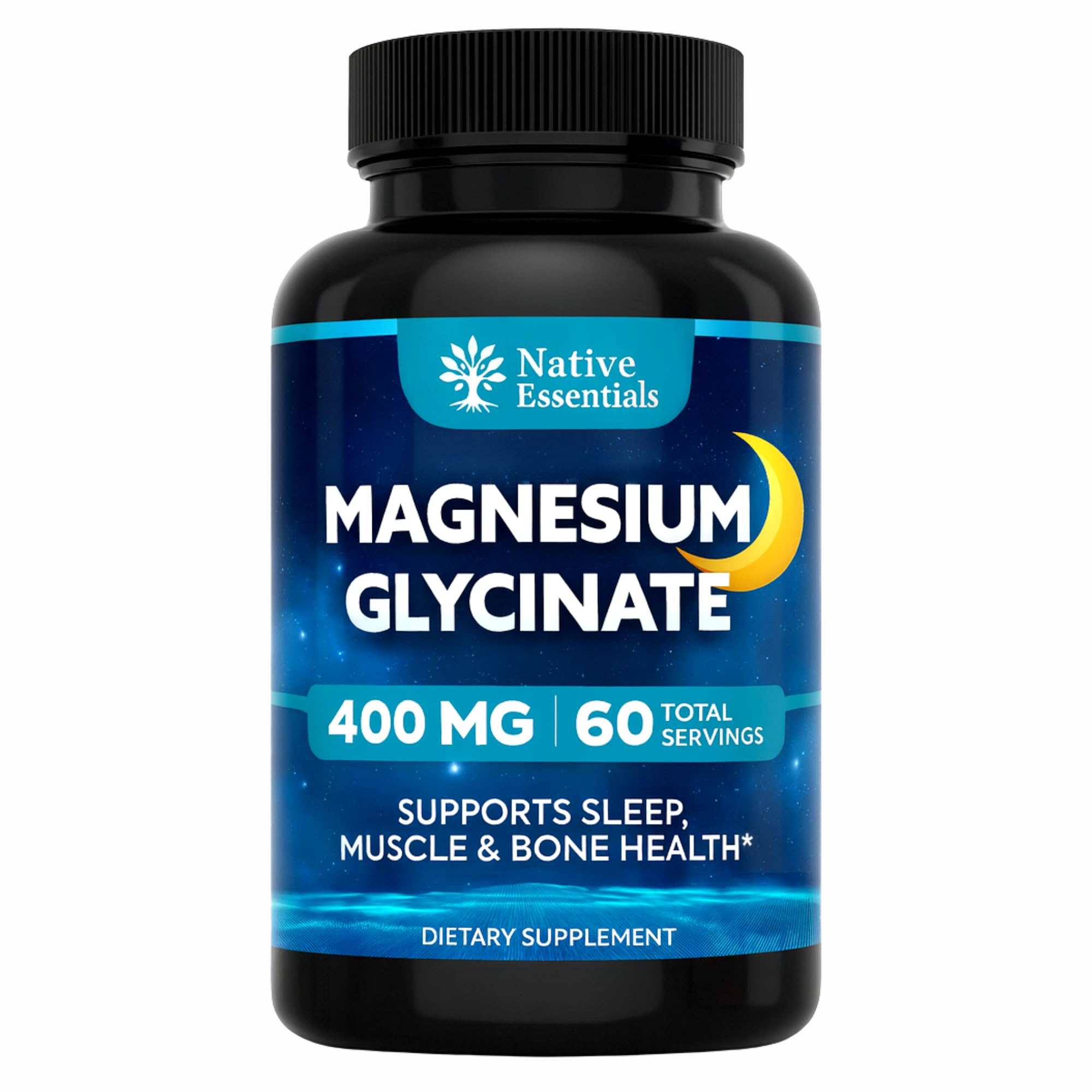 Native Essentials Magnesium Glycinate 400mg supplement front view