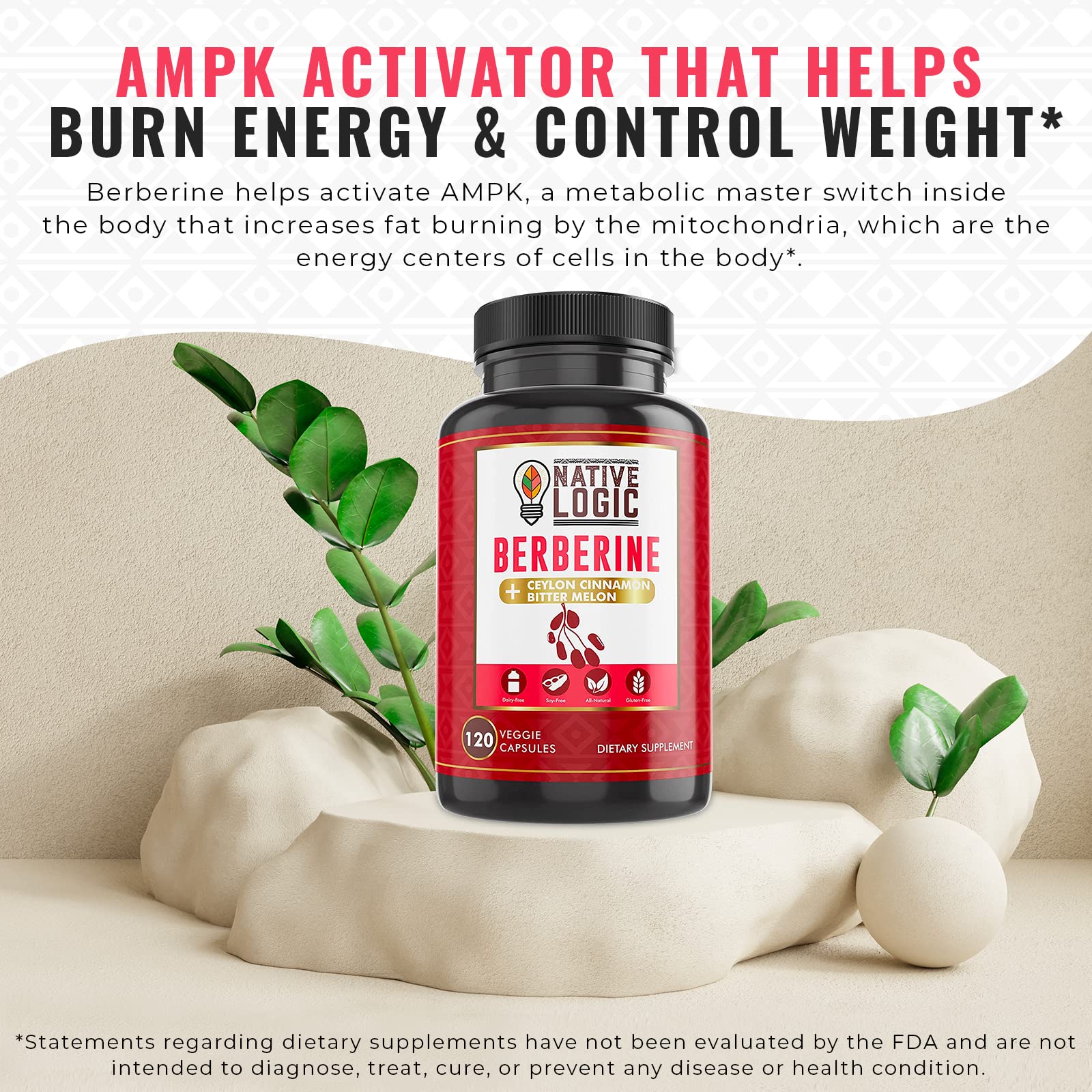 Native Logic Berberine HCL Capsules with Ceylon Cinnamon ingredients