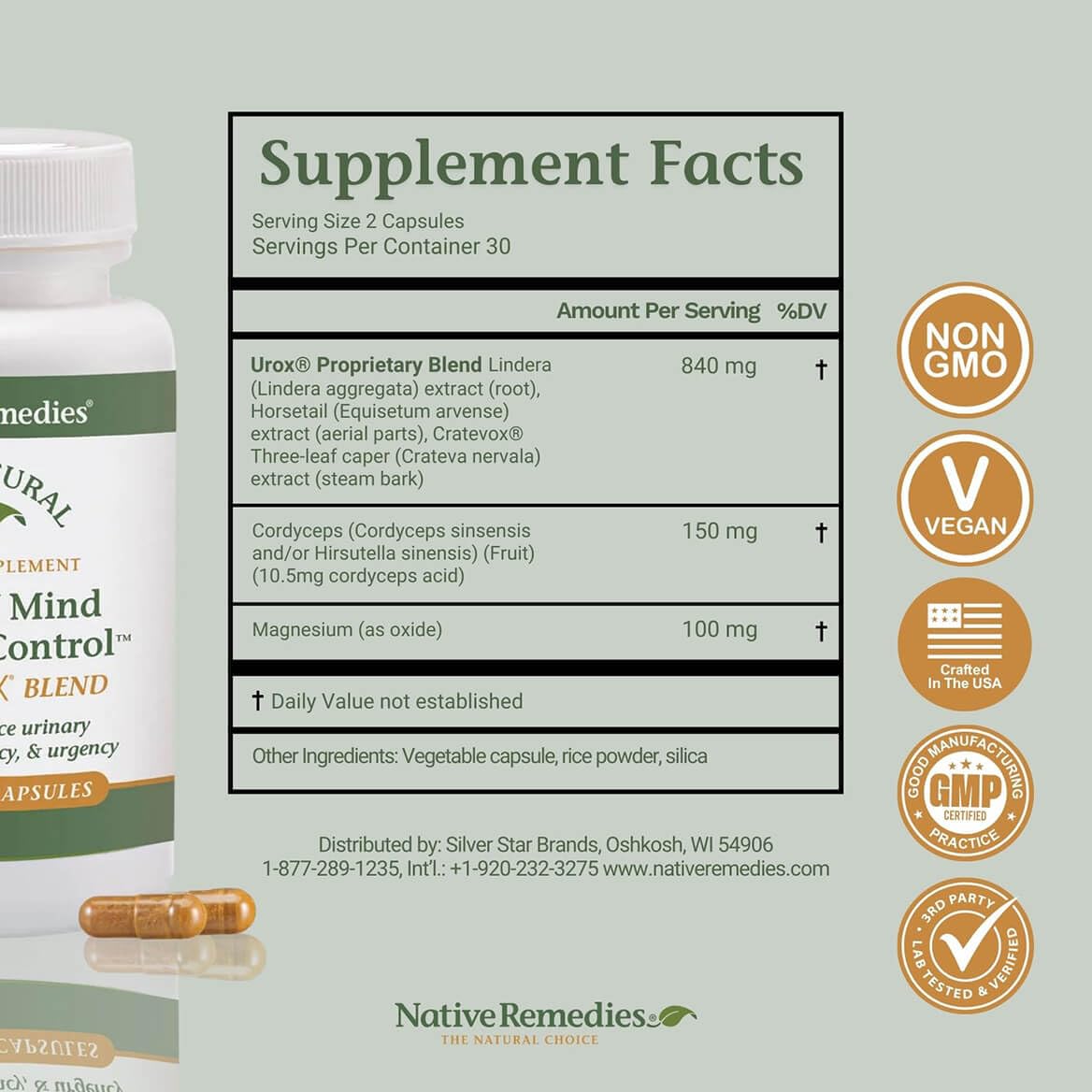 Native Remedies Bladder Support Capsules with a measuring spoon for dosage