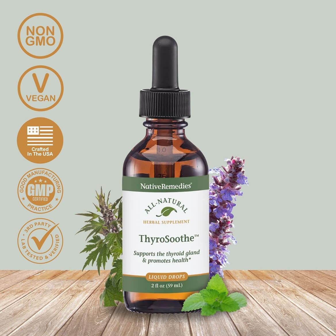 Native Remedies ThyroSoothe Thyroid Extract bottle side view
