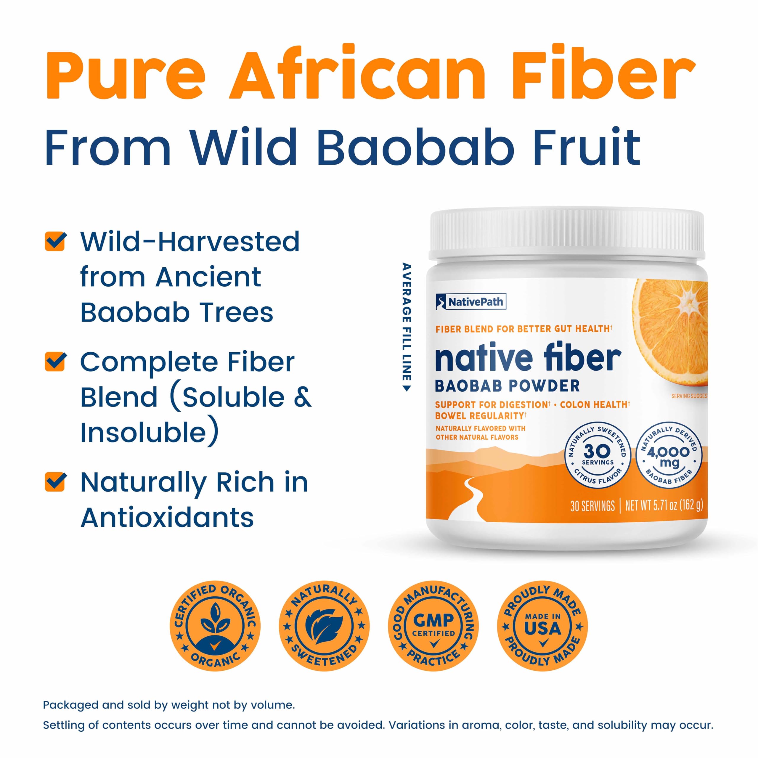 NativePath Baobab Fiber Supplement mixed in water