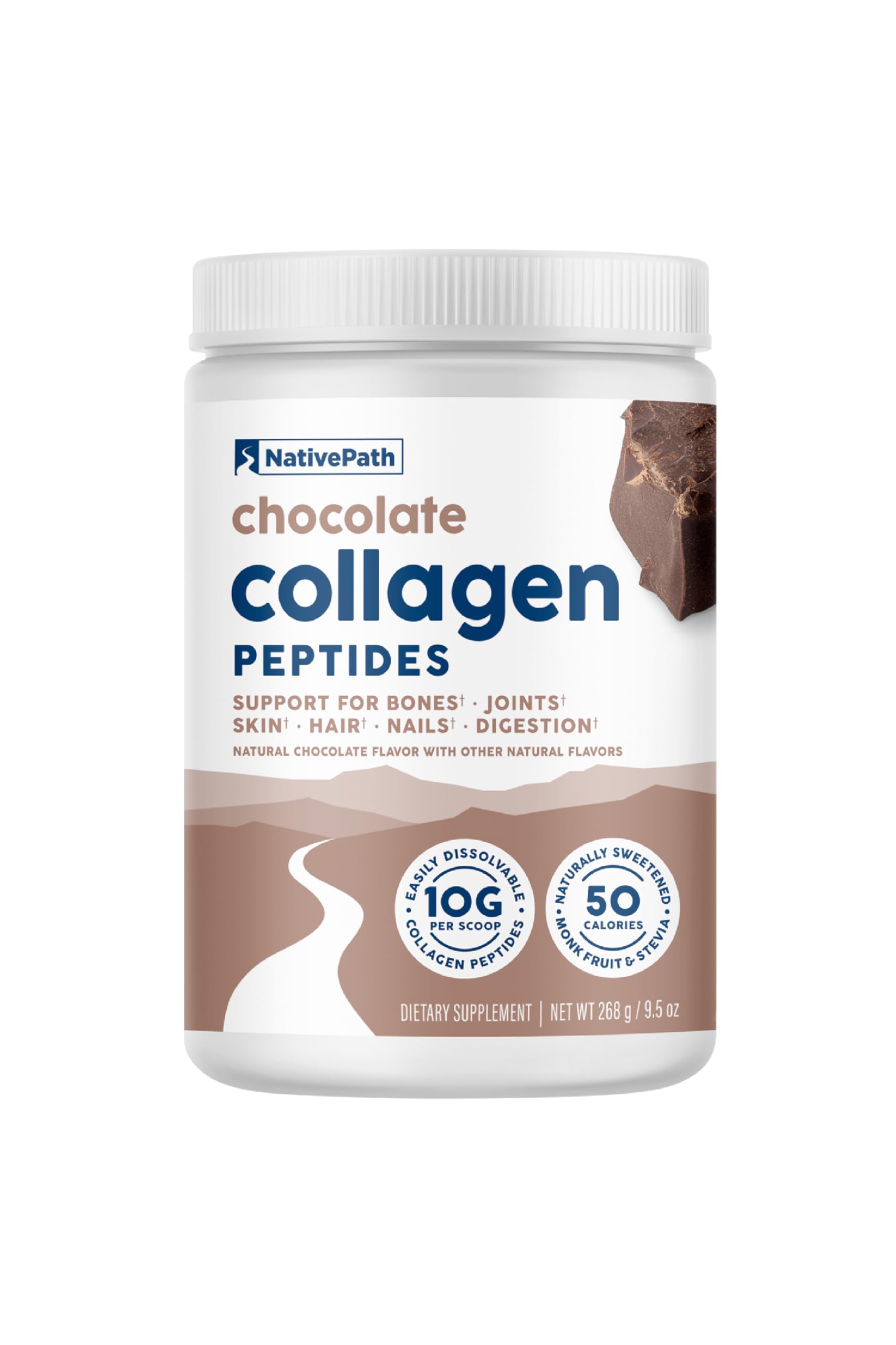 NativePath Chocolate Collagen Powder front view 268g