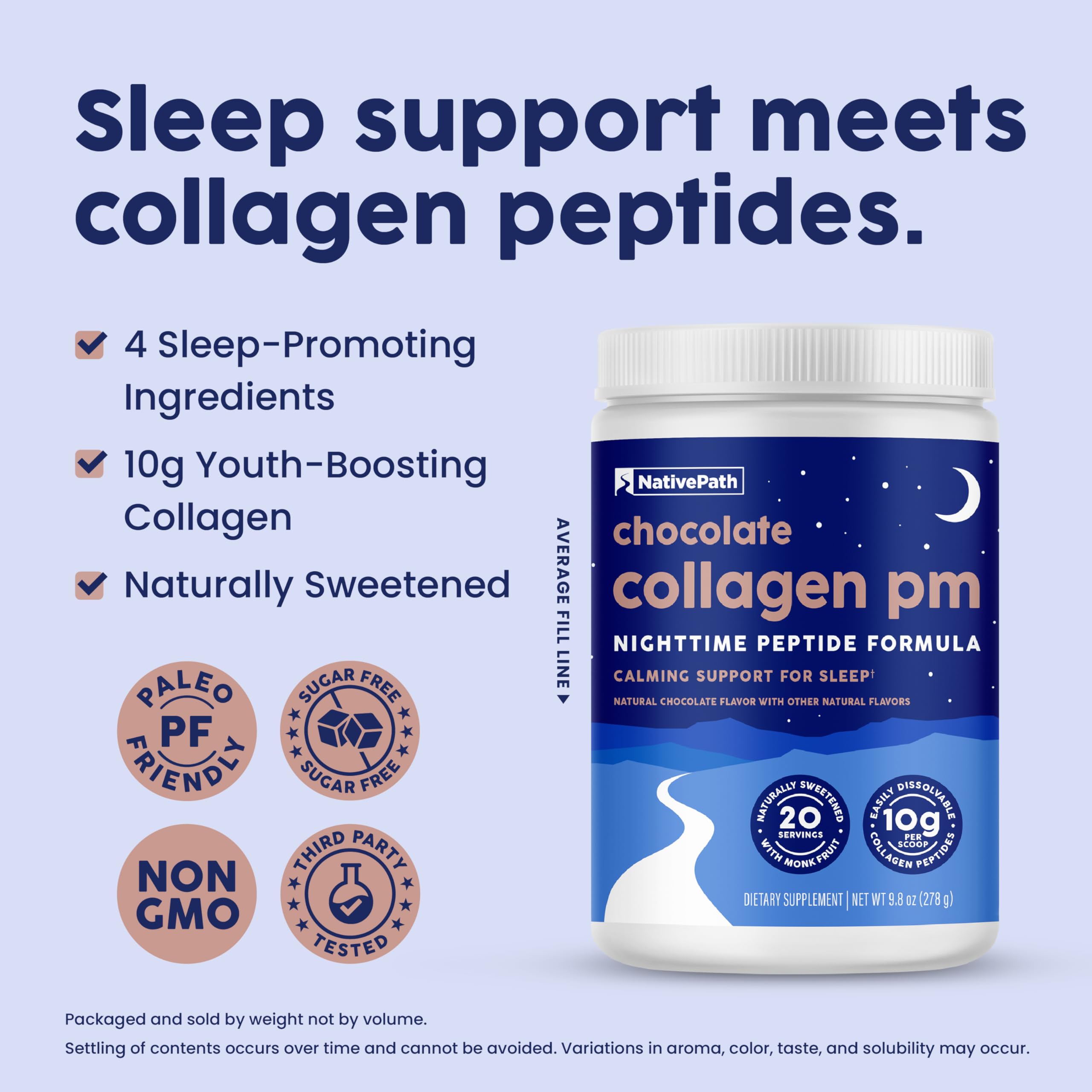 NativePath Collagen 10g Chocolate in a glass of water