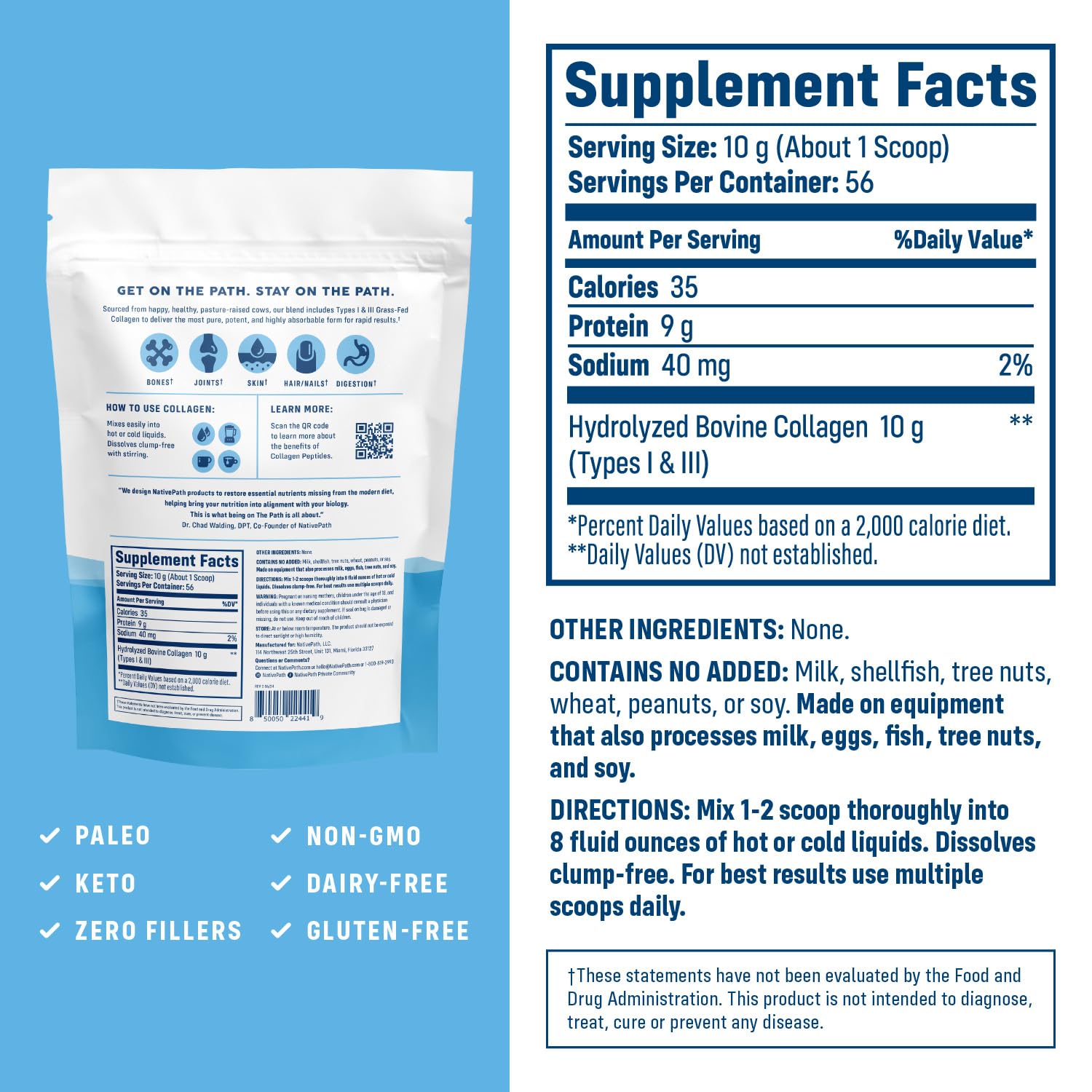NativePath Collagen Peptides 562g packaging