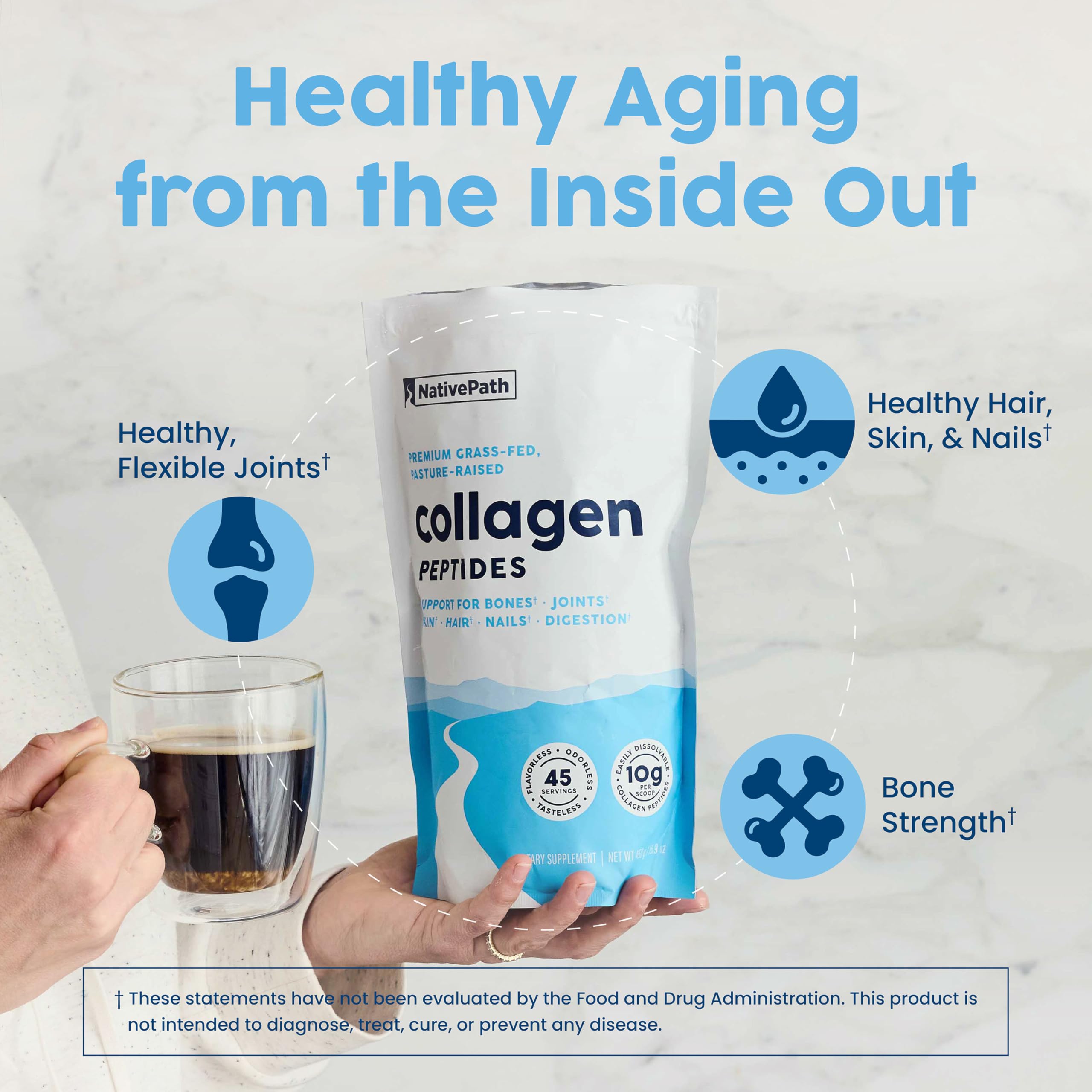 NativePath Collagen Peptides lifestyle scene with smoothie