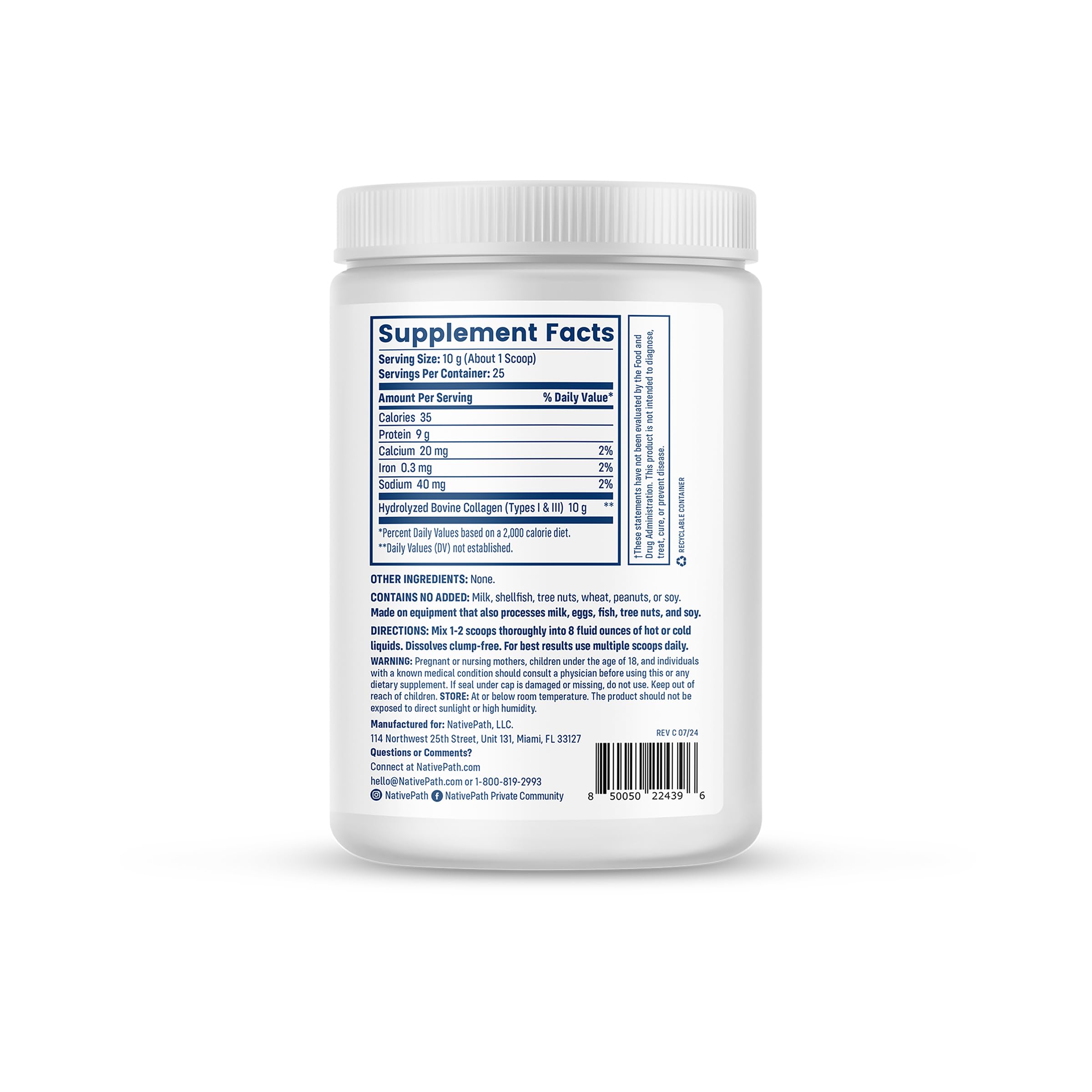 NativePath Collagen Peptides scoop and powder